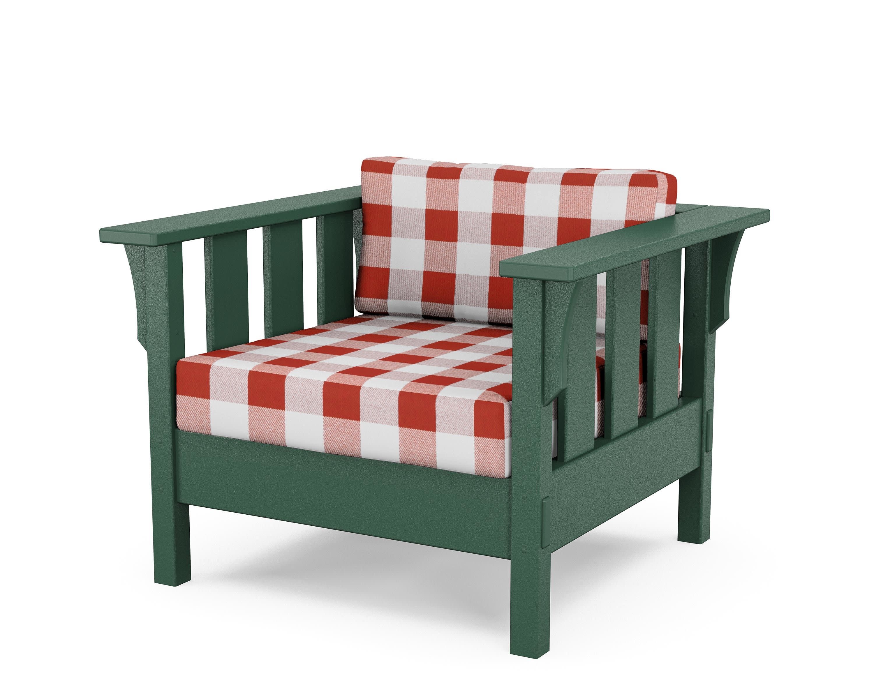 Acadia Deep Seating Chair in Green / Buffalo Plaid Crimson