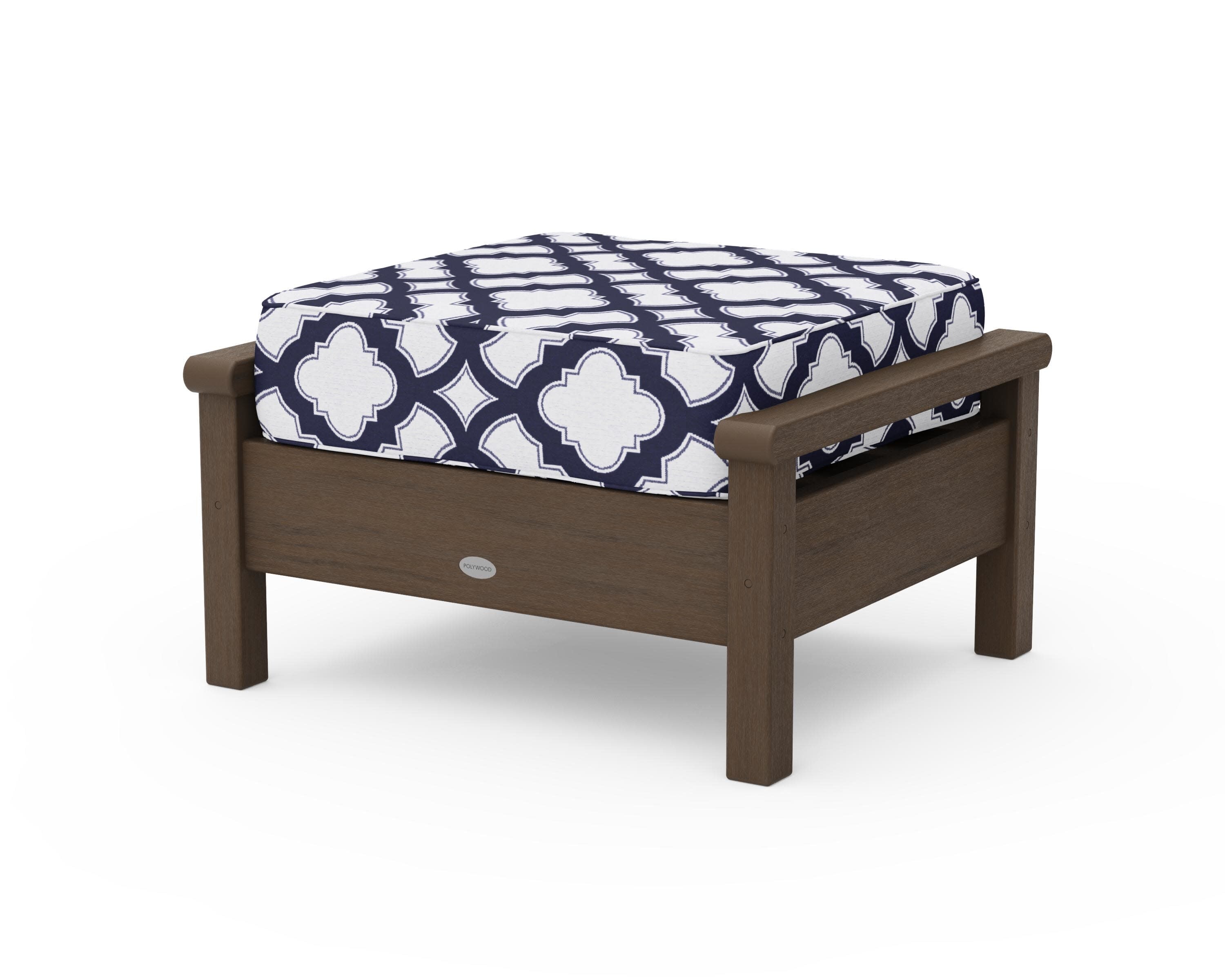 Harbour Deep Seating Ottoman in Kona / Trellis Navy