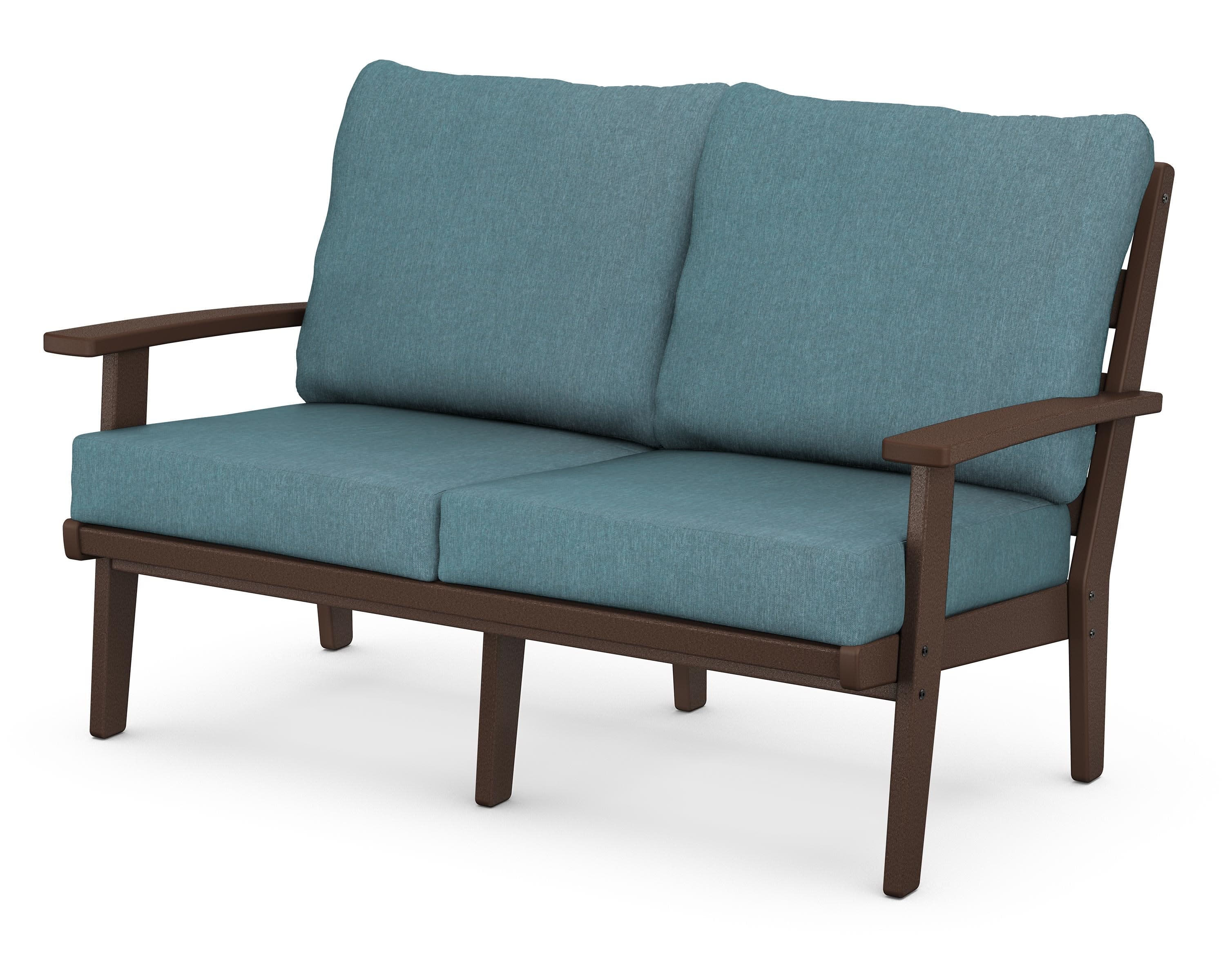 Grant Park Deep Seating Loveseat in Mahogany / Ocean Teal