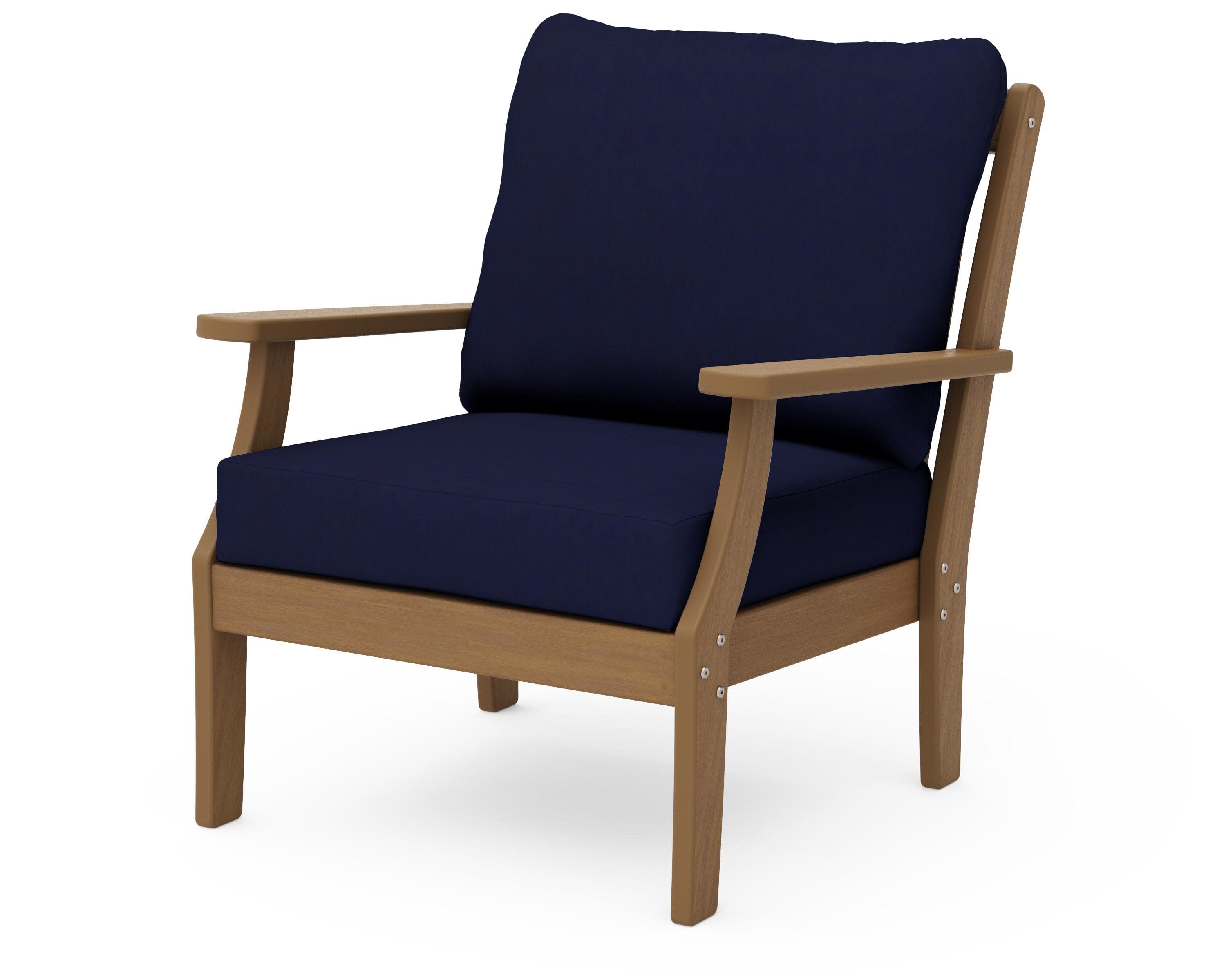 Braxton Deep Seating Chair in Natural / Navy