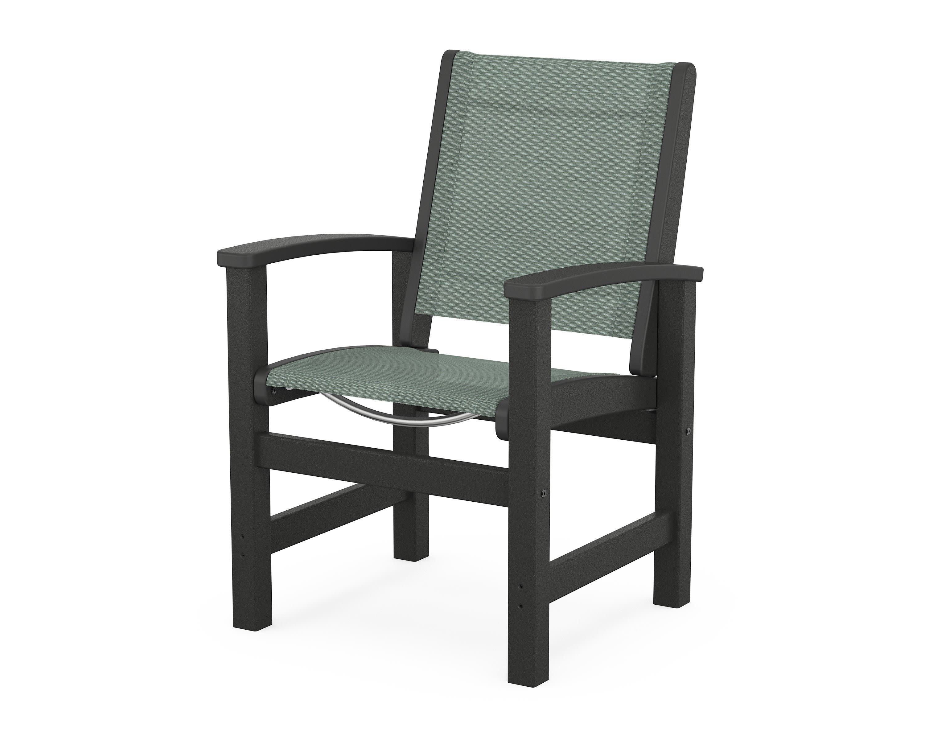 Coastal Dining Chair in Black / Dupioni Sea Mist Sling
