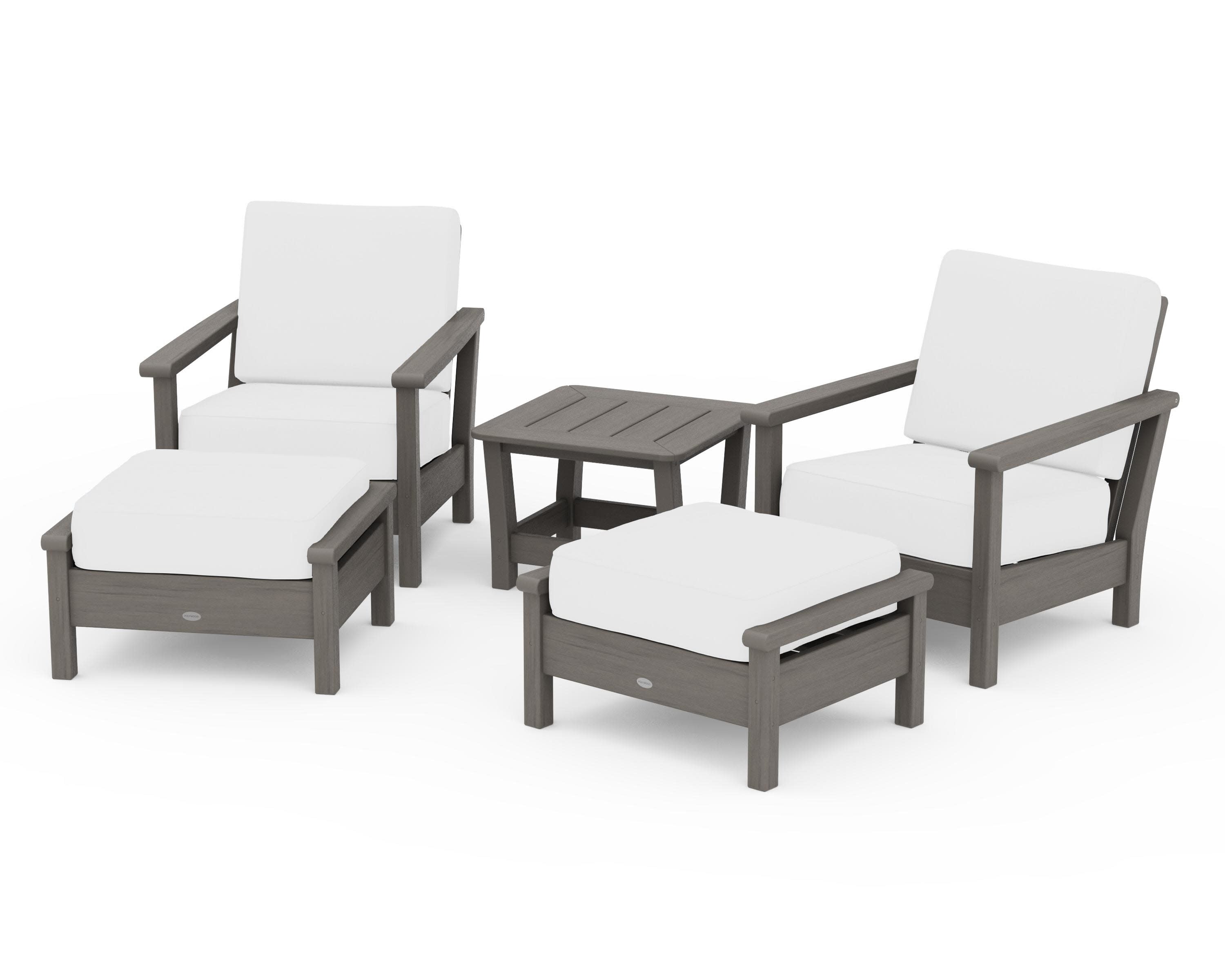 Harbour 5-Piece Deep Seating Chair Set in Driftwood / Natural