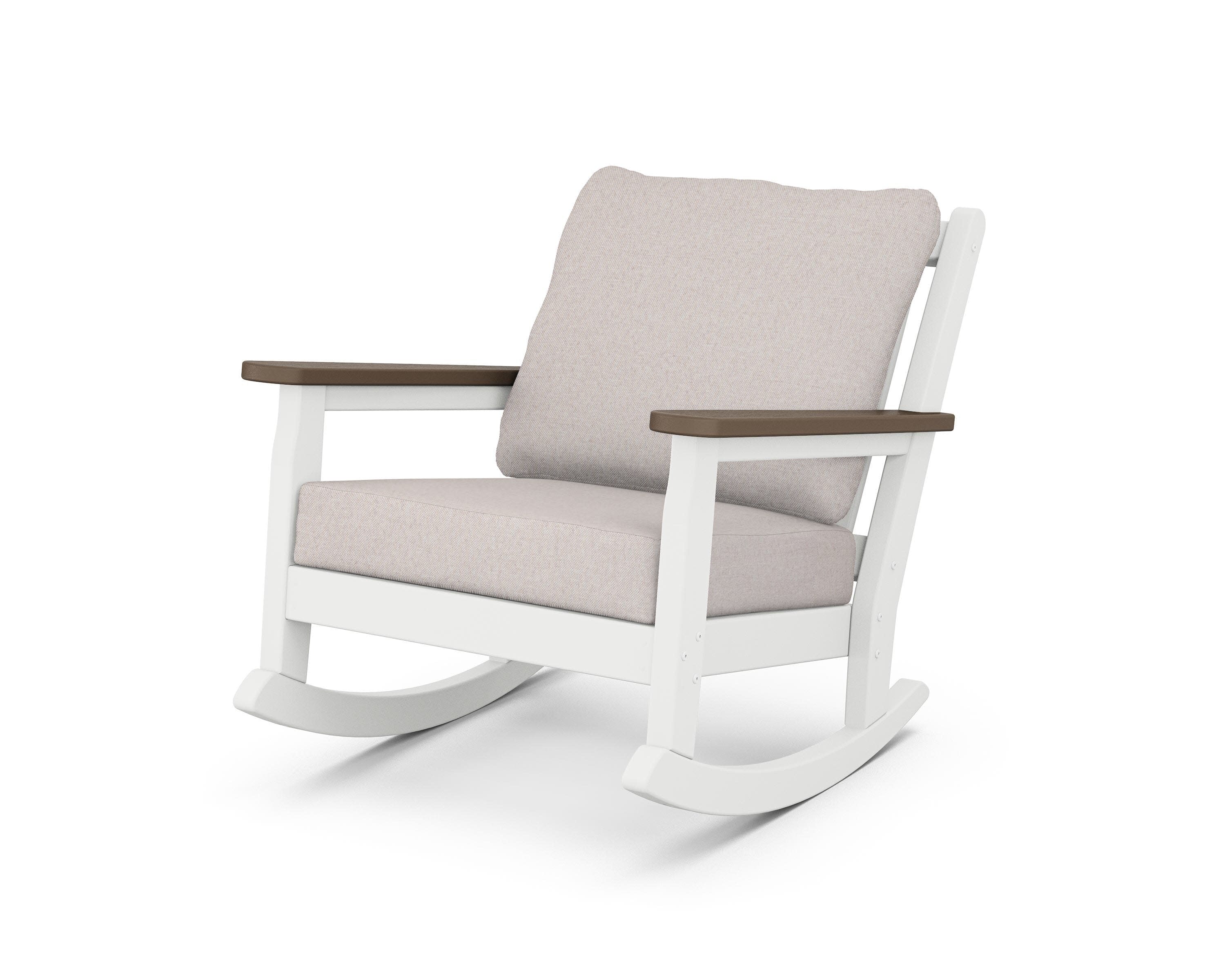 Chippendale Deep Seating Rocking Chair in White / Kona / Dune Burlap