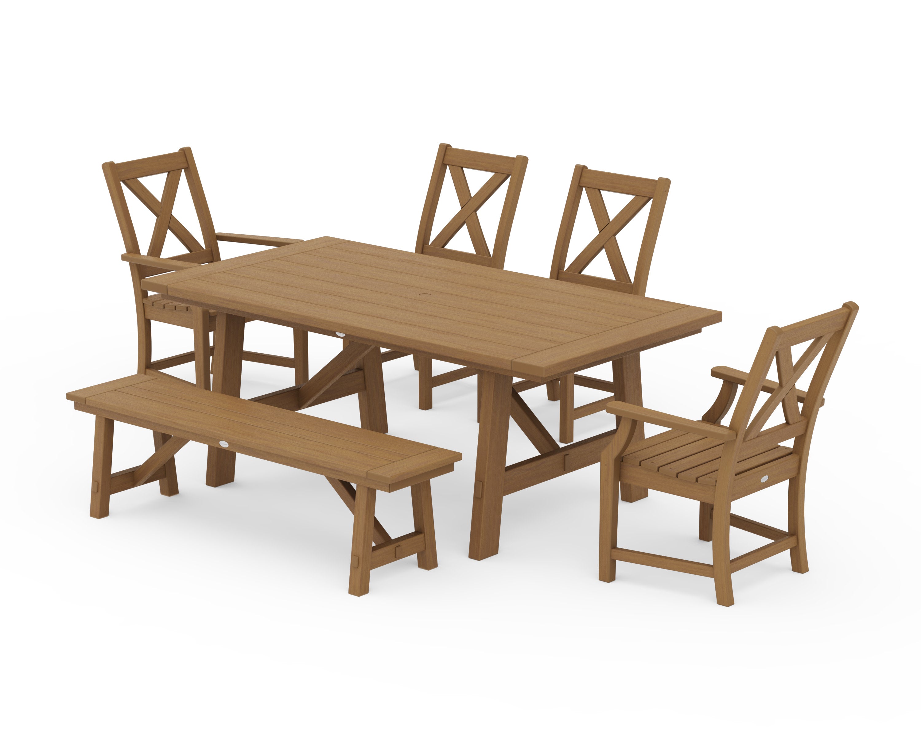 Braxton 6-Piece Rustic Farmhouse Dining Set With Trestle Legs in Natural