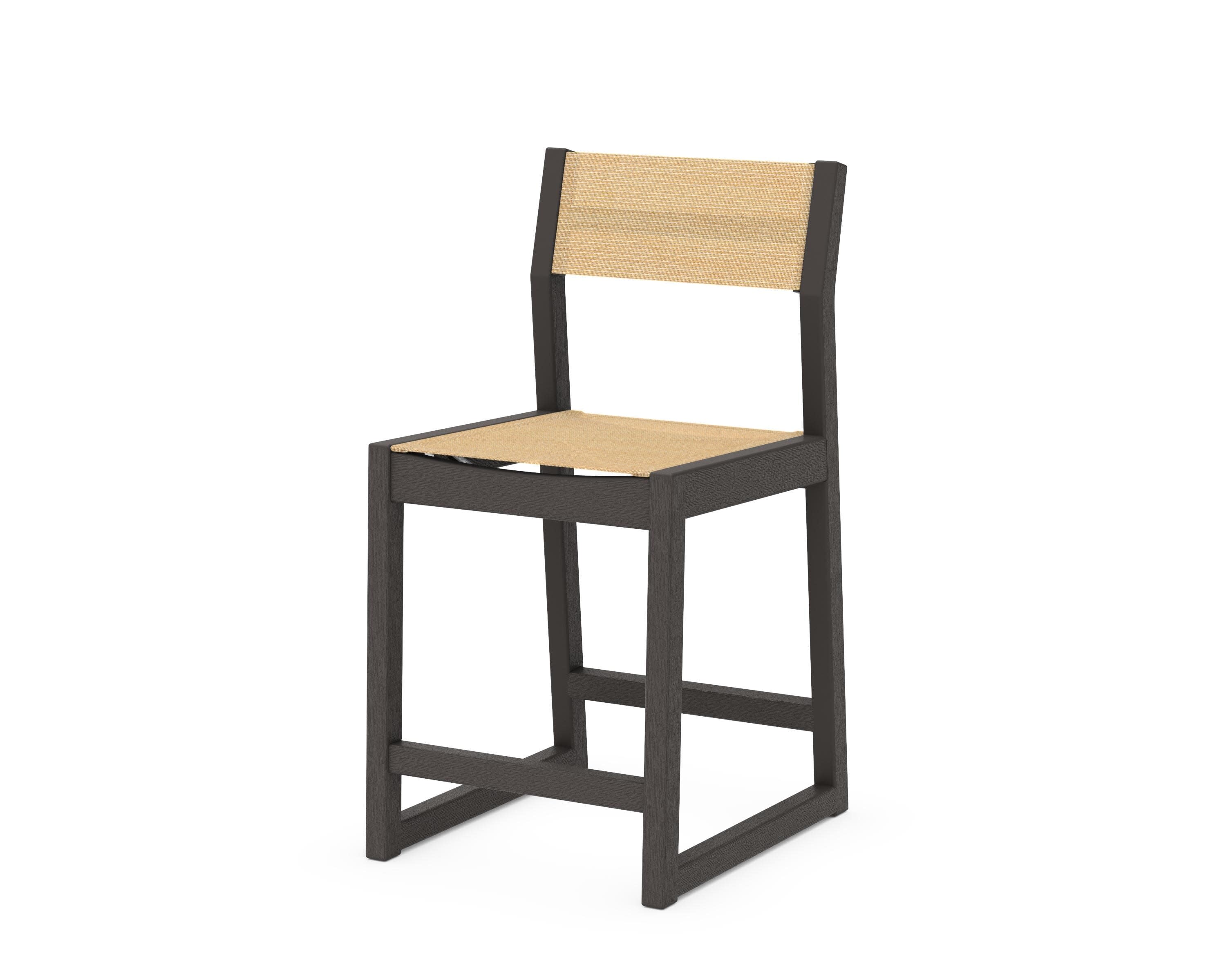 EDGE Sling Counter Side Chair in Vintage Coffee / Dupioni Apricot Sling
