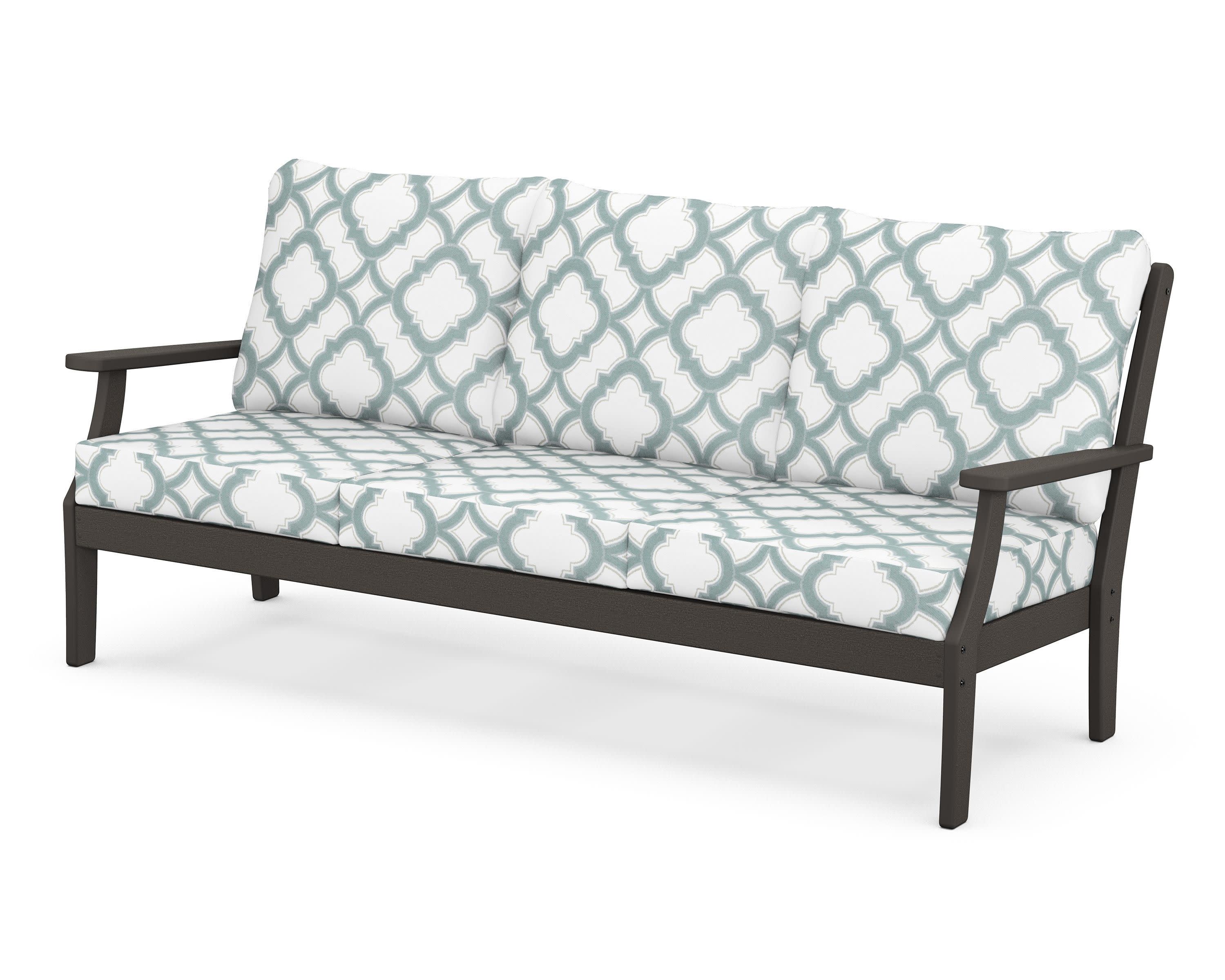 Braxton Deep Seating Sofa in Vintage Coffee / Trellis Glacier Spa