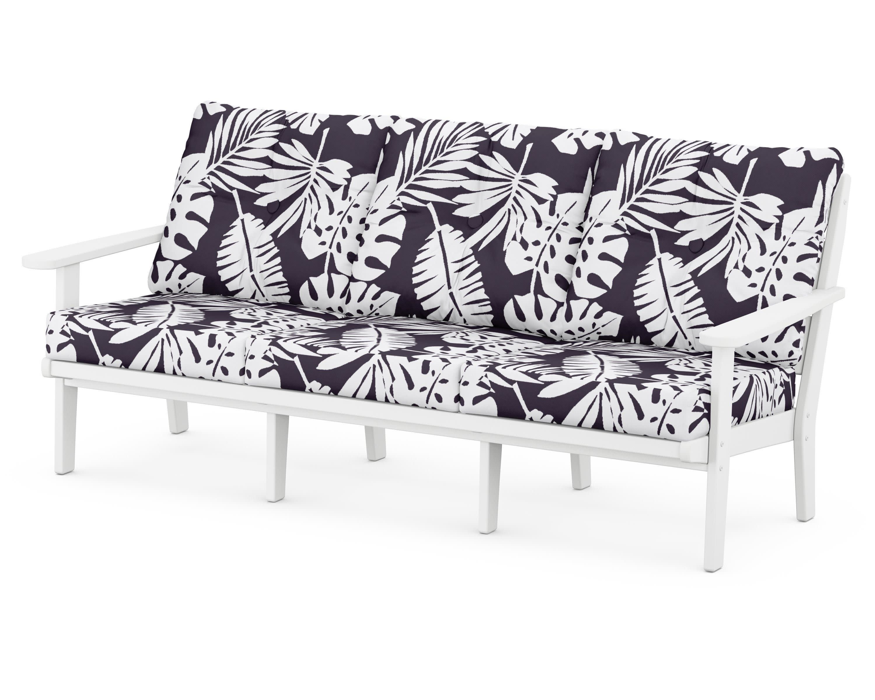 Lakeside Deep Seating Sofa in White / Leaf Navy