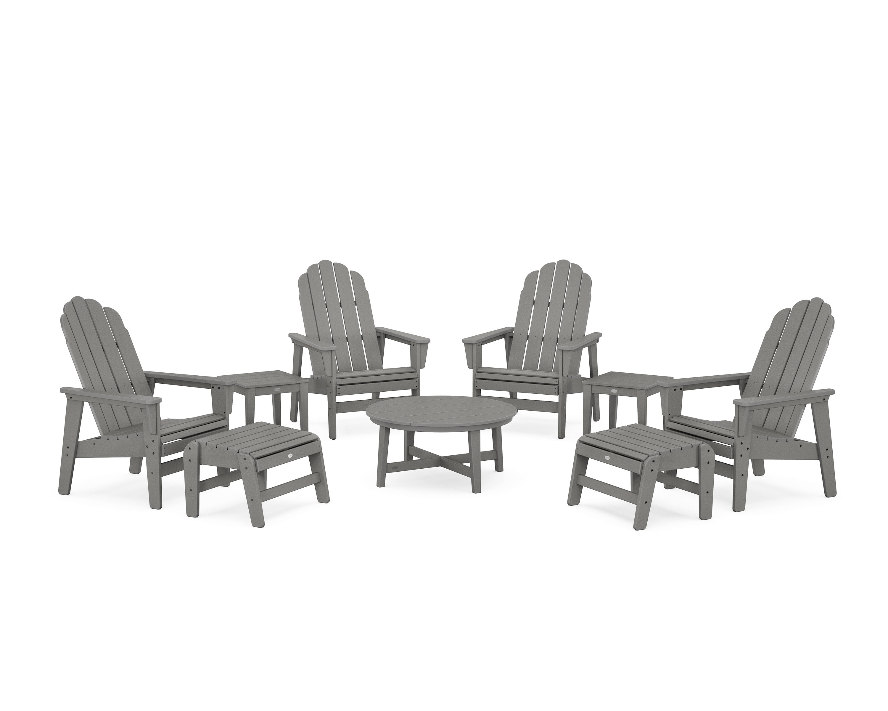 Vineyard Grand Upright Adirondack 9-Piece Conversation Set in Slate Grey