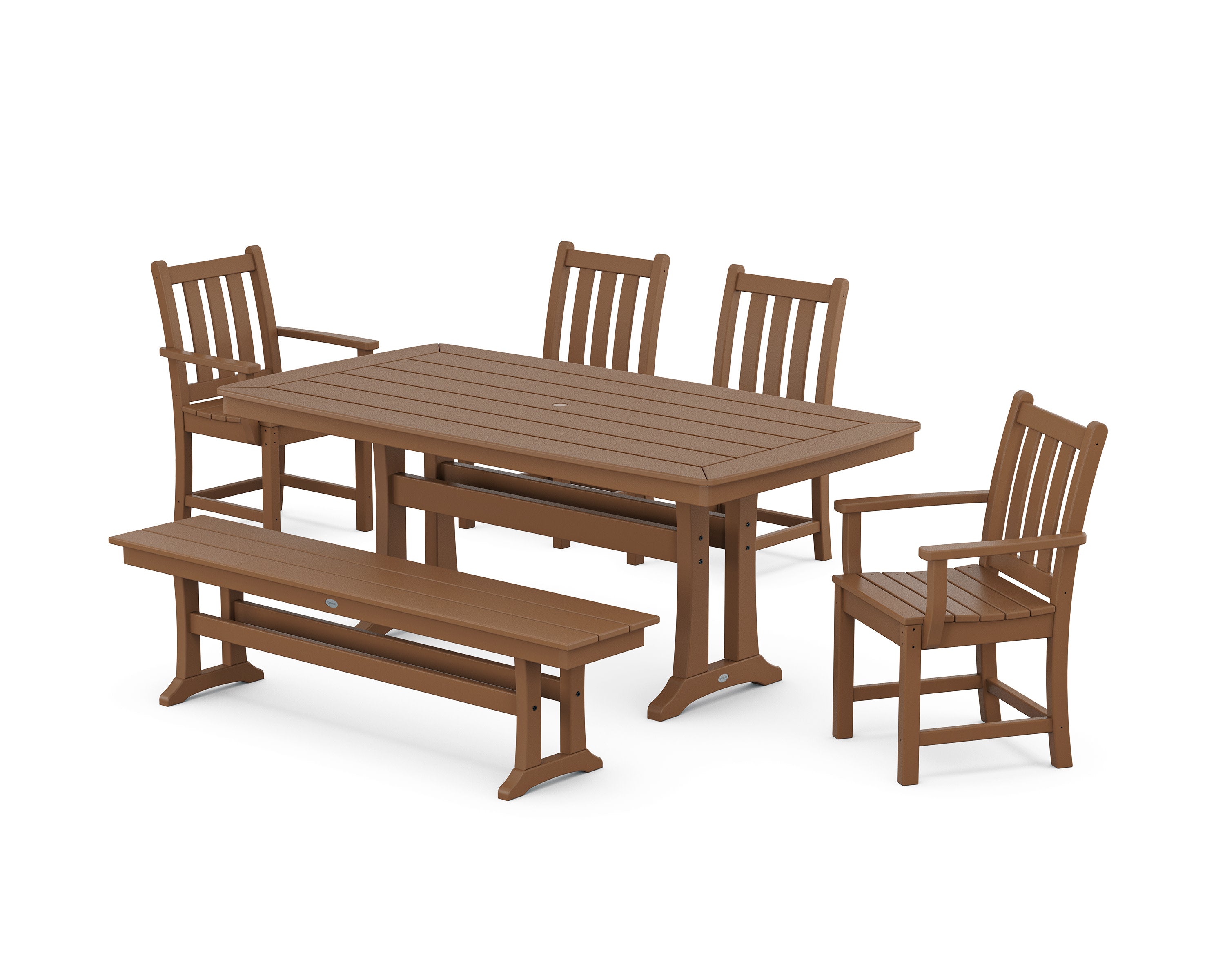 Traditional Garden 6-Piece Dining Set with Trestle Legs in Teak