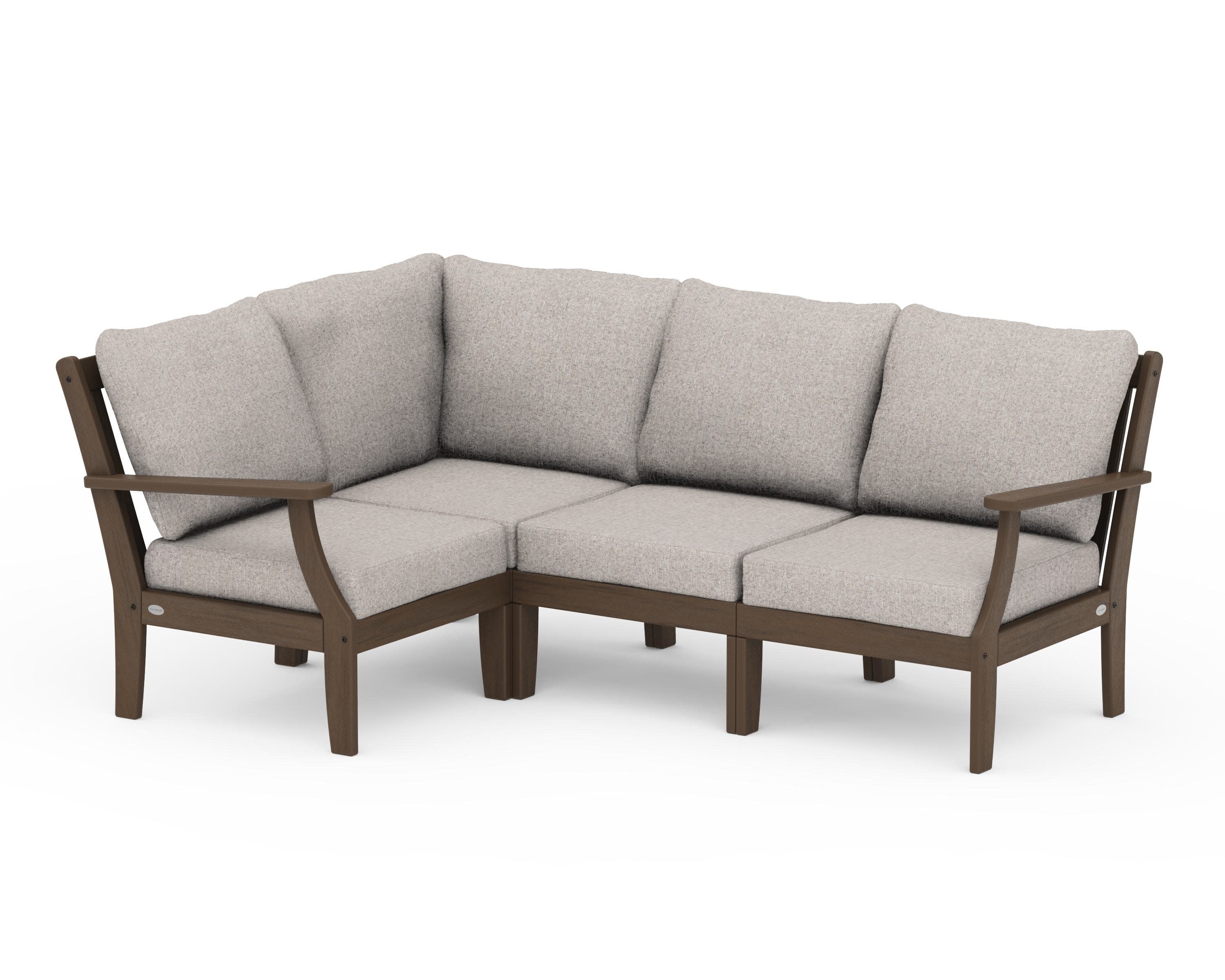 Braxton Modular 4-Piece Deep Seating Set in Kona / Weathered Tweed