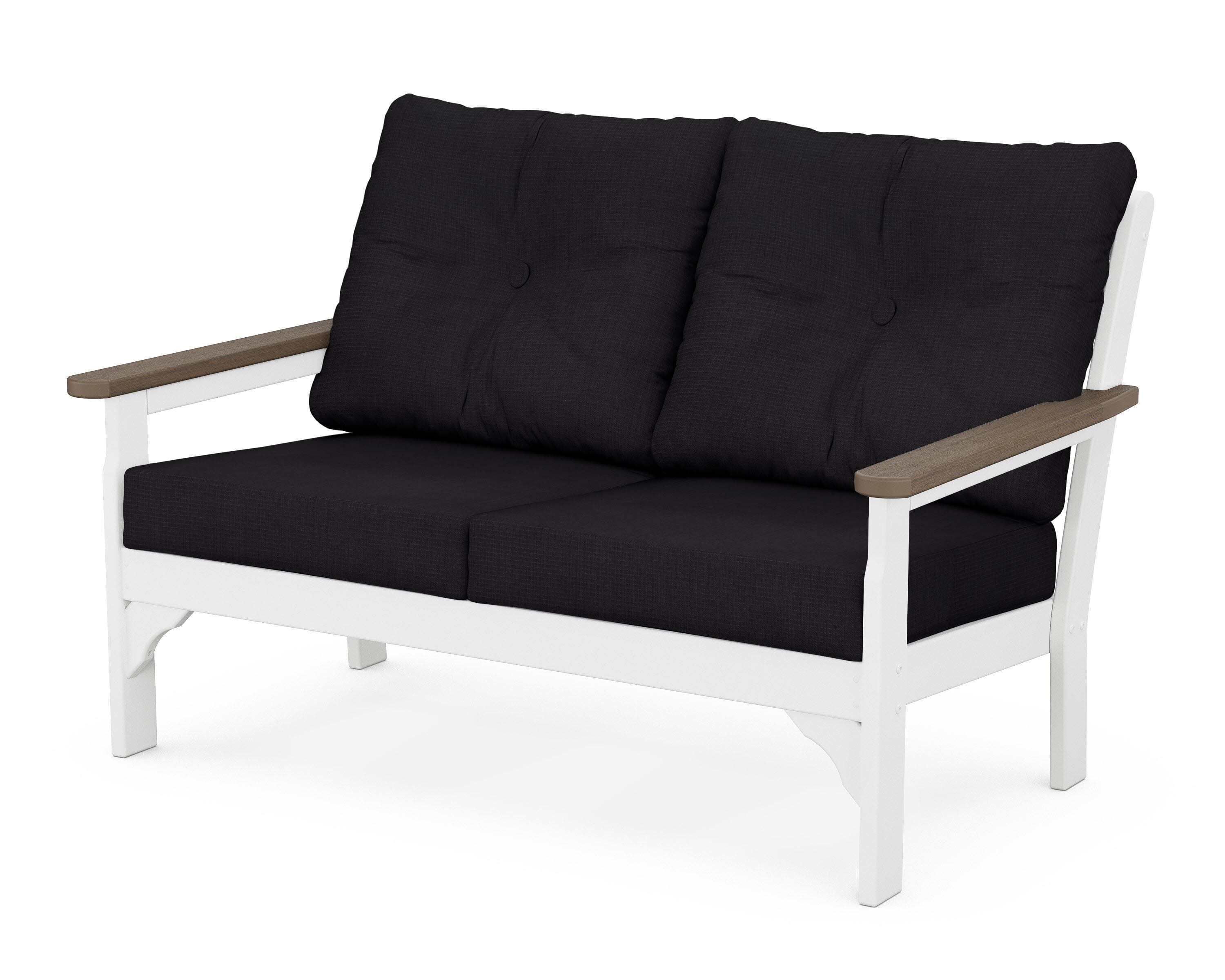 Vineyard Deep Seating Loveseat in White / Kona / Midnight Linen