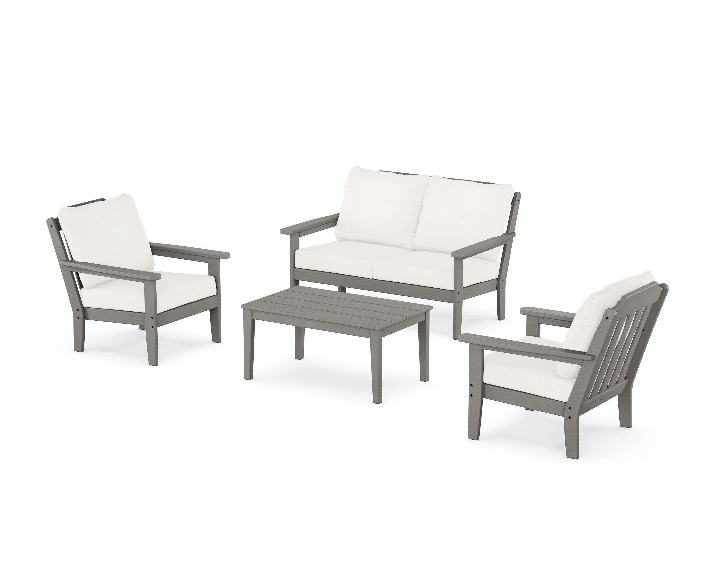 Cottage 4-Piece Deep Seating Set with Loveseat in Slate Grey / Natural Linen