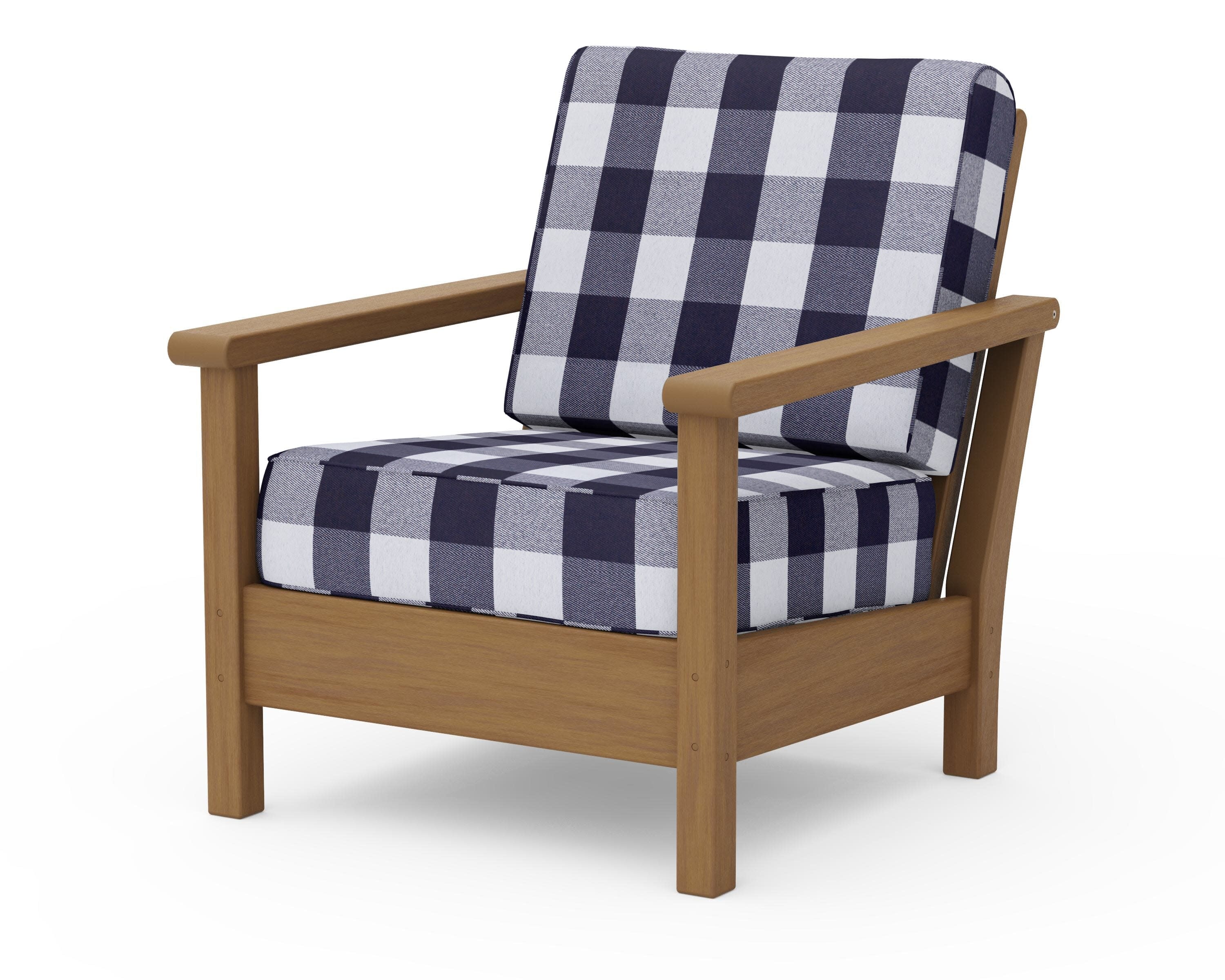 Harbour Deep Seating Chair in Natural / Buffalo Plaid Navy