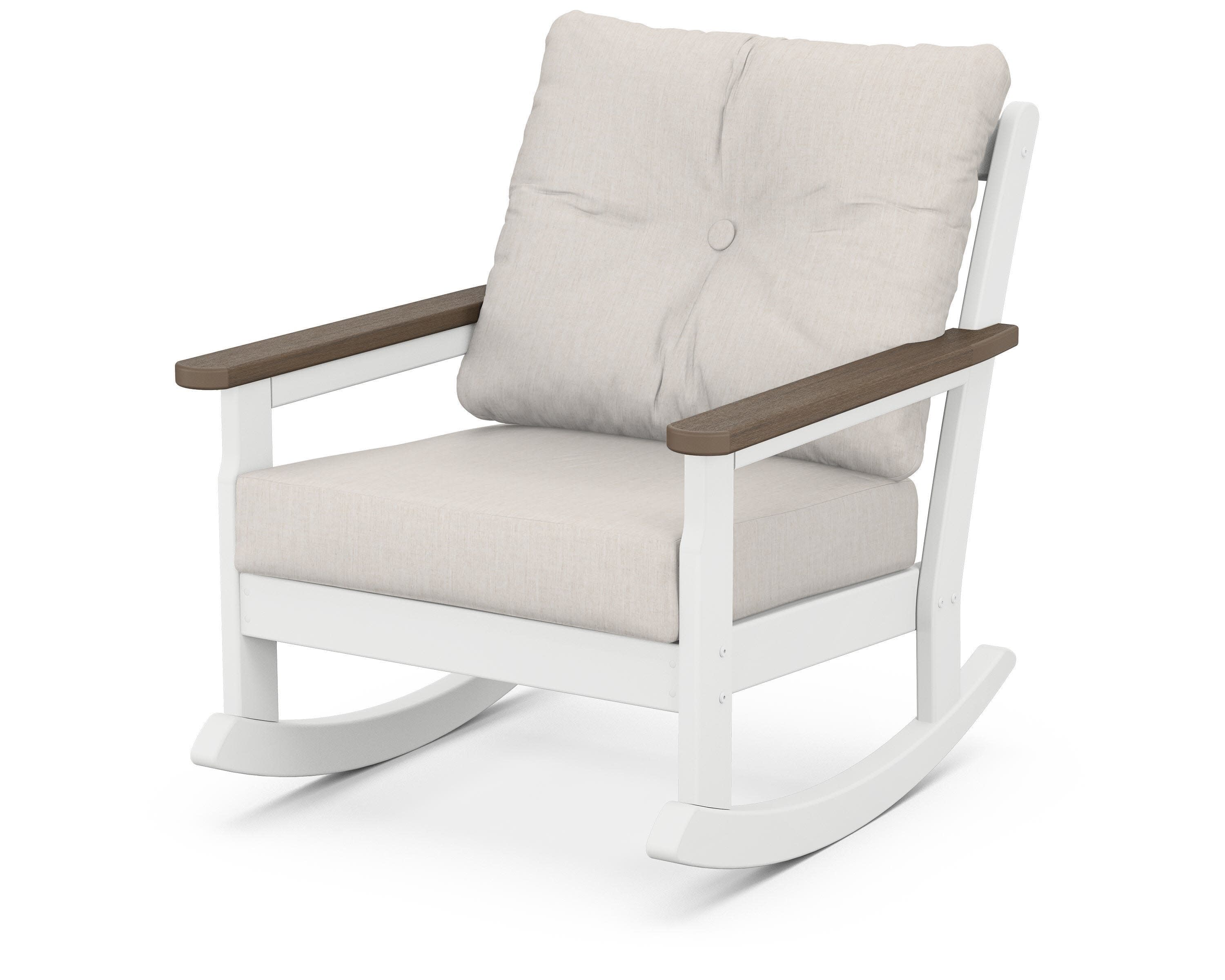 Vineyard Deep Seating Rocking Chair in White / Kona / Cast Ash