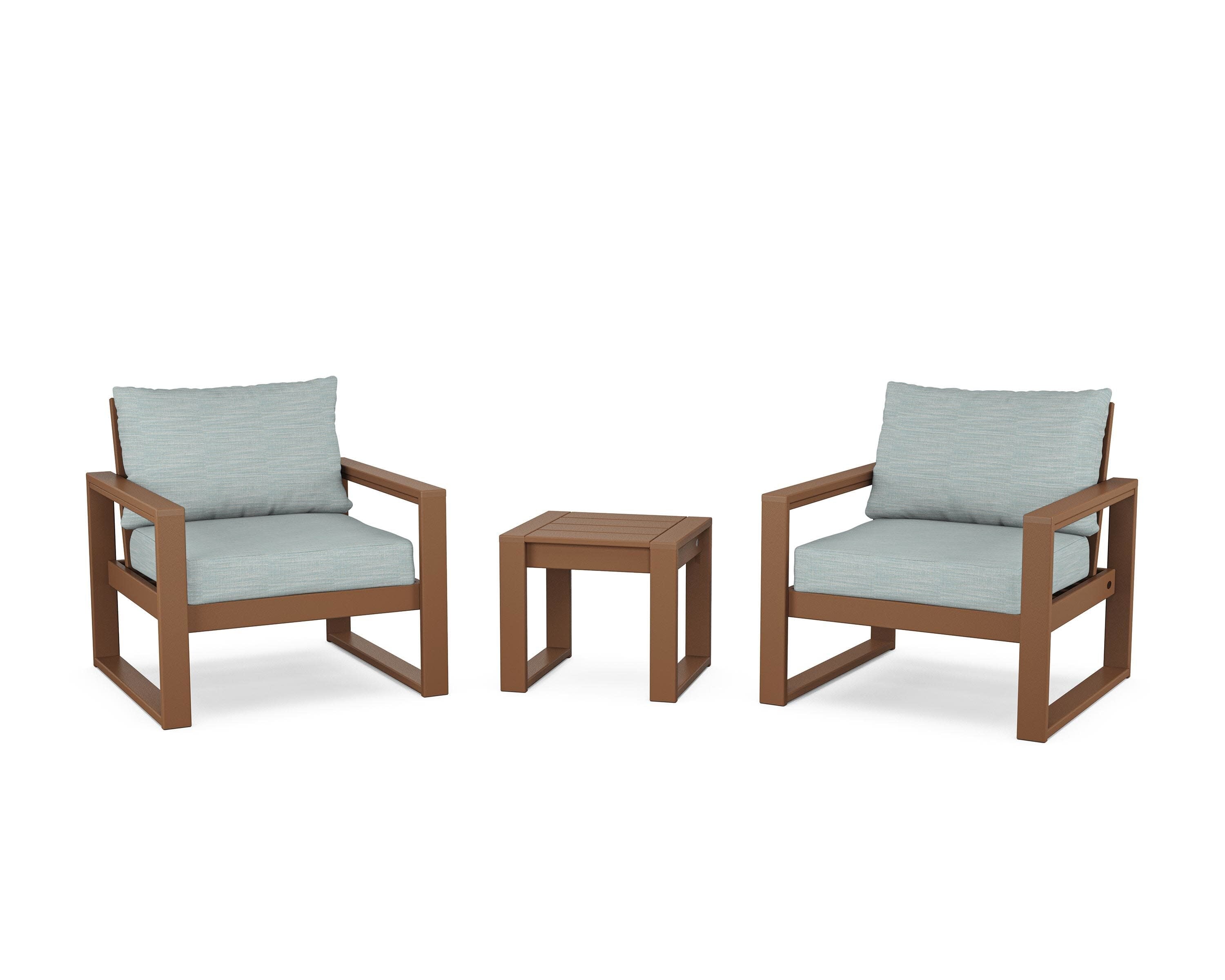 EDGE Sectional 3-Piece Deep Seating Set in Teak / Soothe Mist