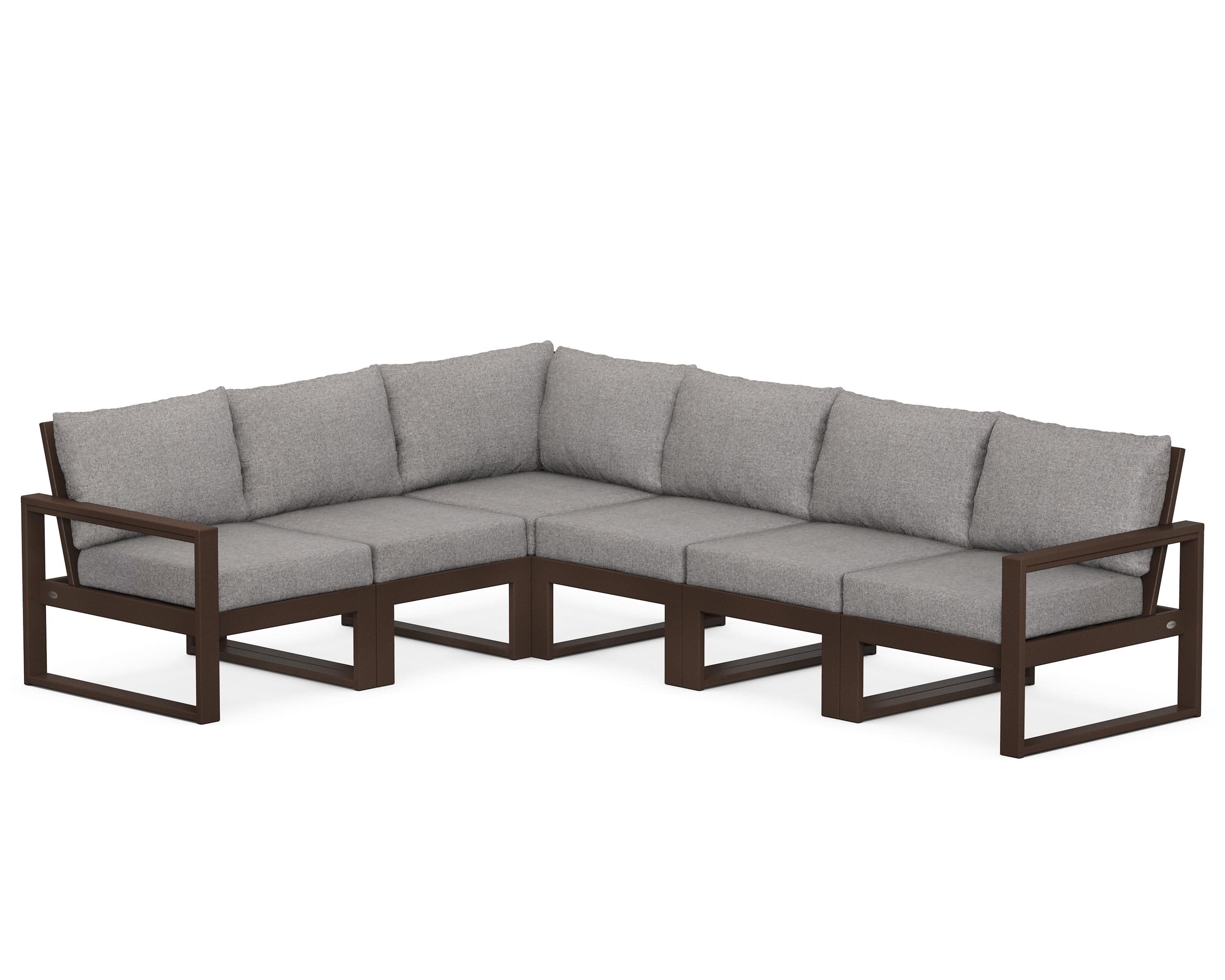EDGE 6-Piece Modular Deep Seating Set in Mahogany / Grey Mist