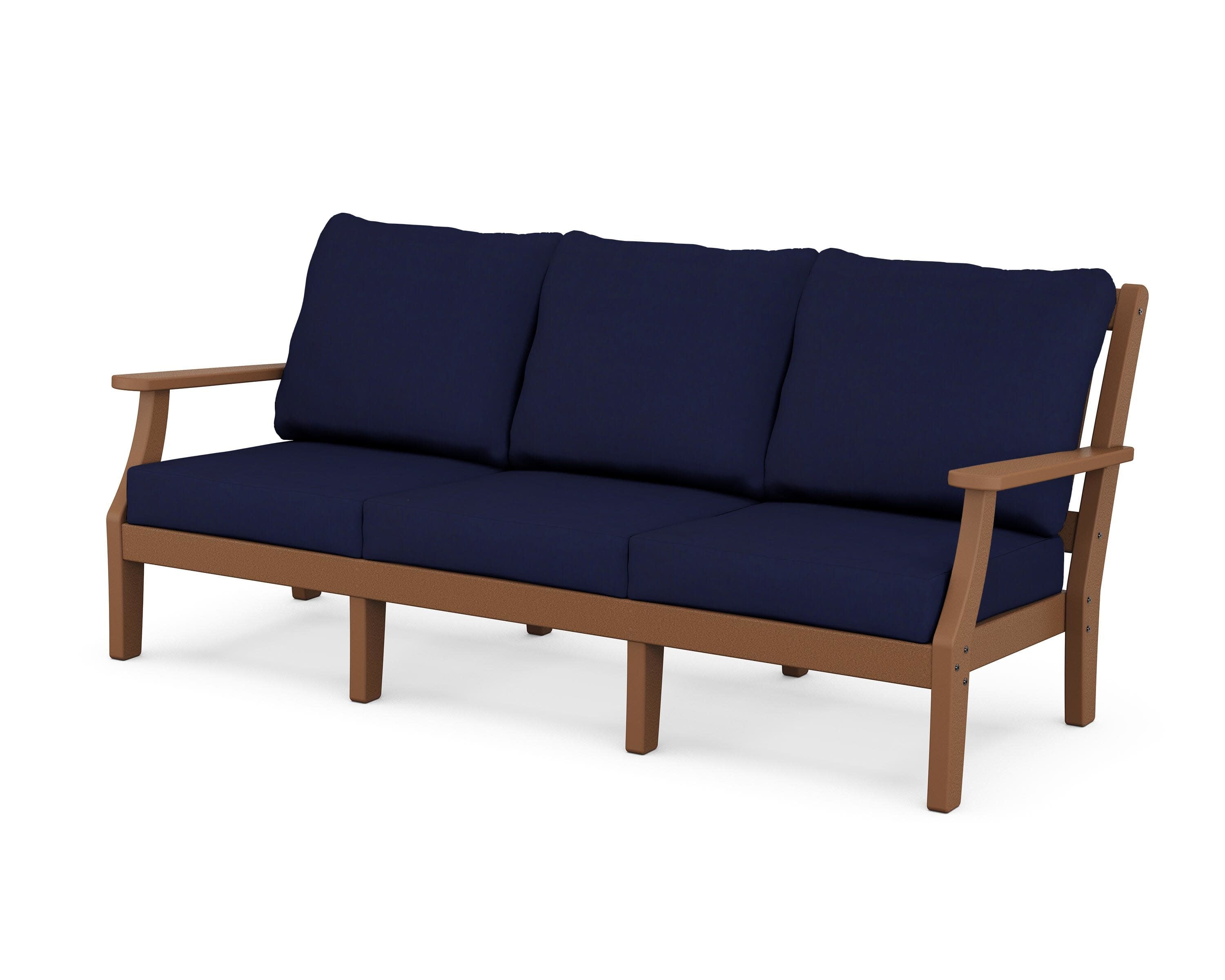 Chinoiserie Deep Seating Sofa in Teak / Navy