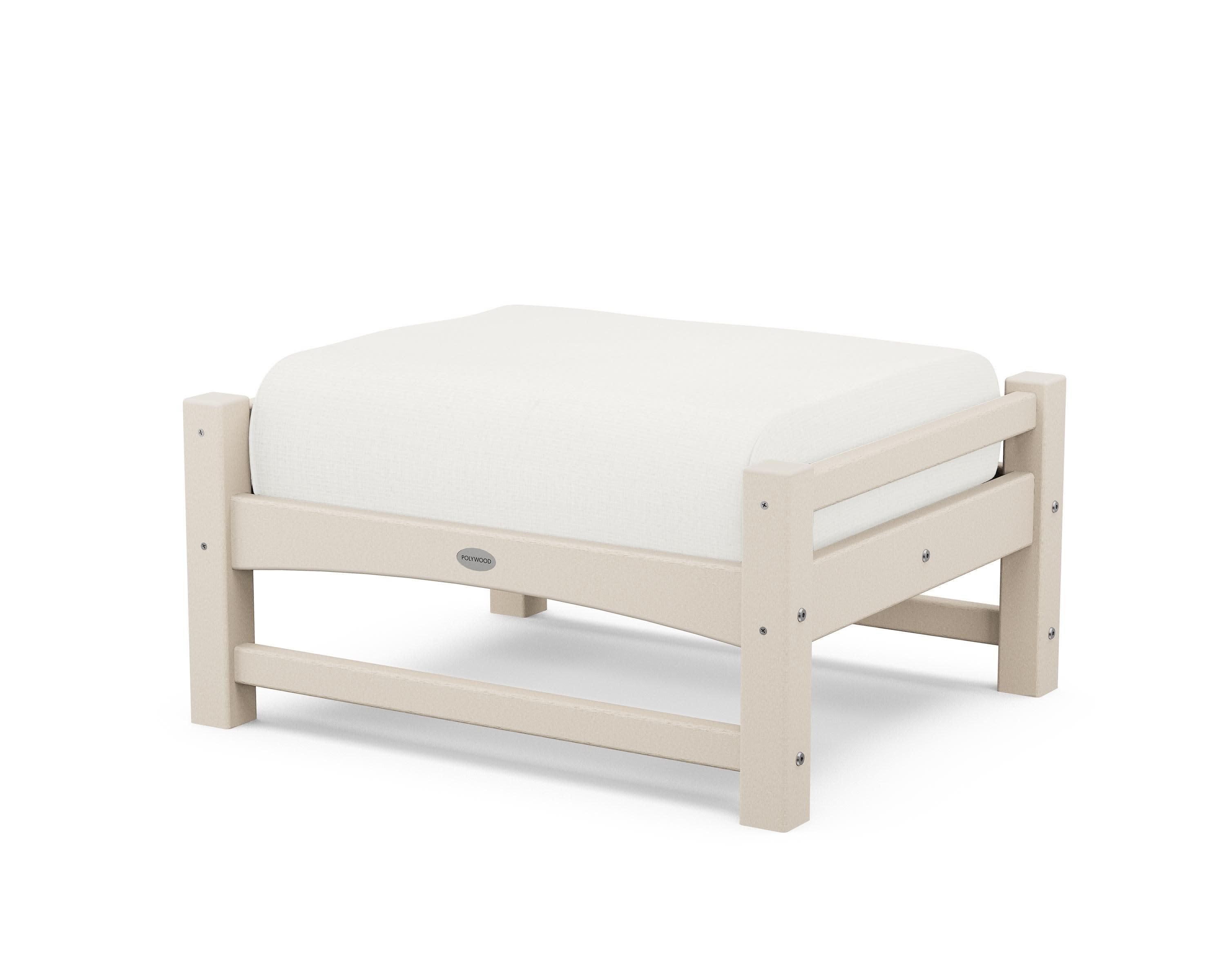Club Ottoman in Sand / Natural Linen