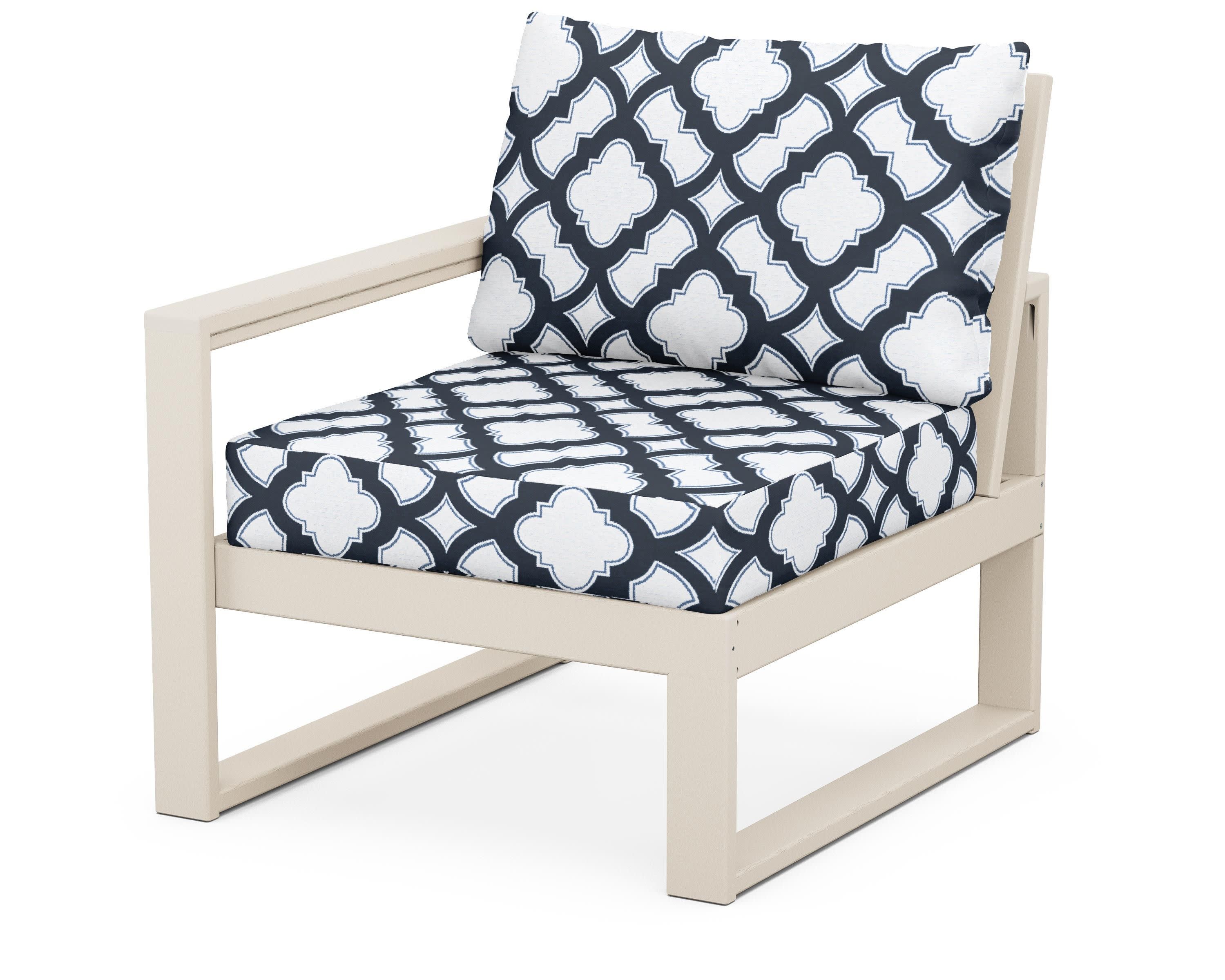 EDGE Modular Left Arm Chair in Sand / Trellis Marine Indigo