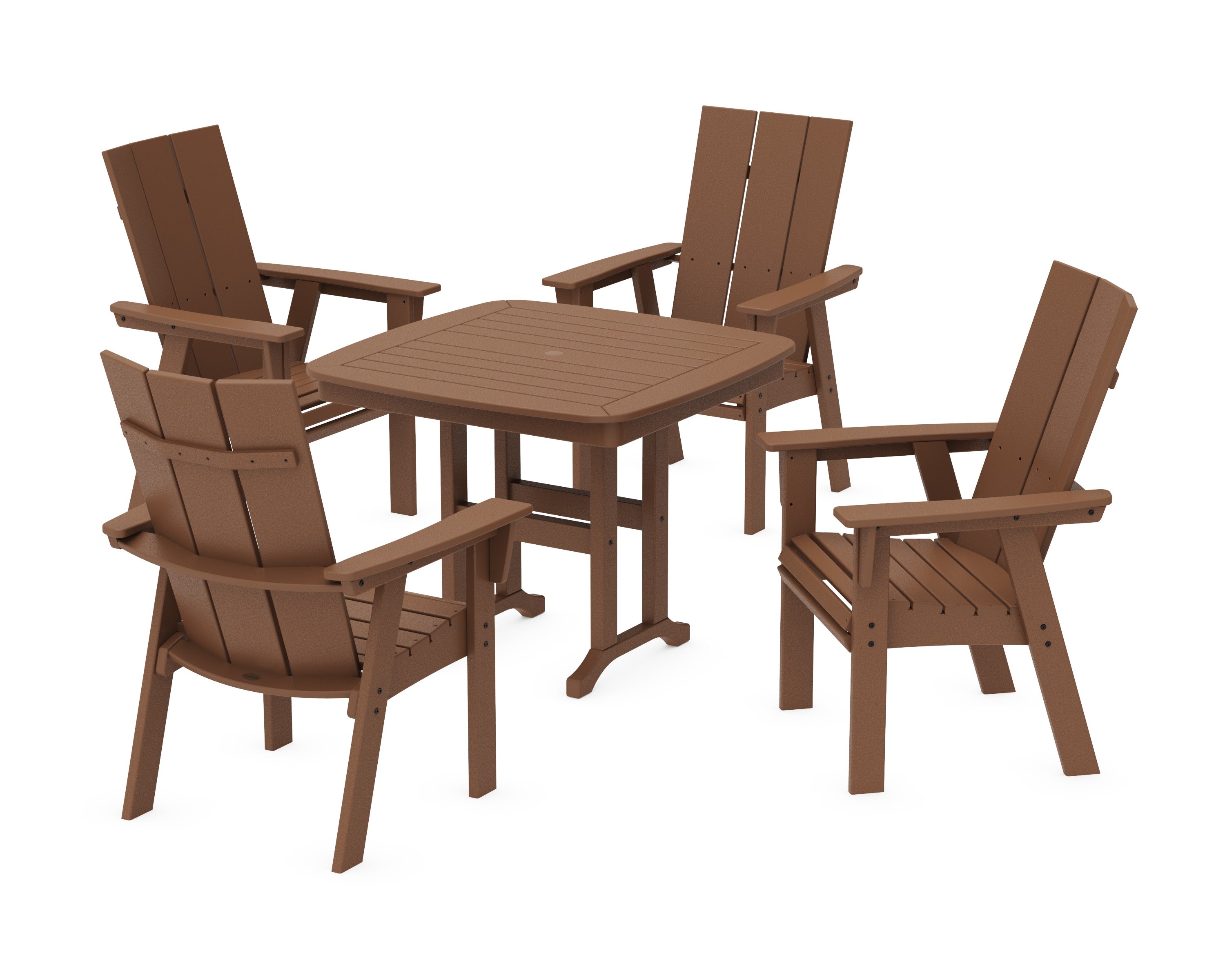 Modern Curveback Adirondack 5-Piece Dining Set in Teak