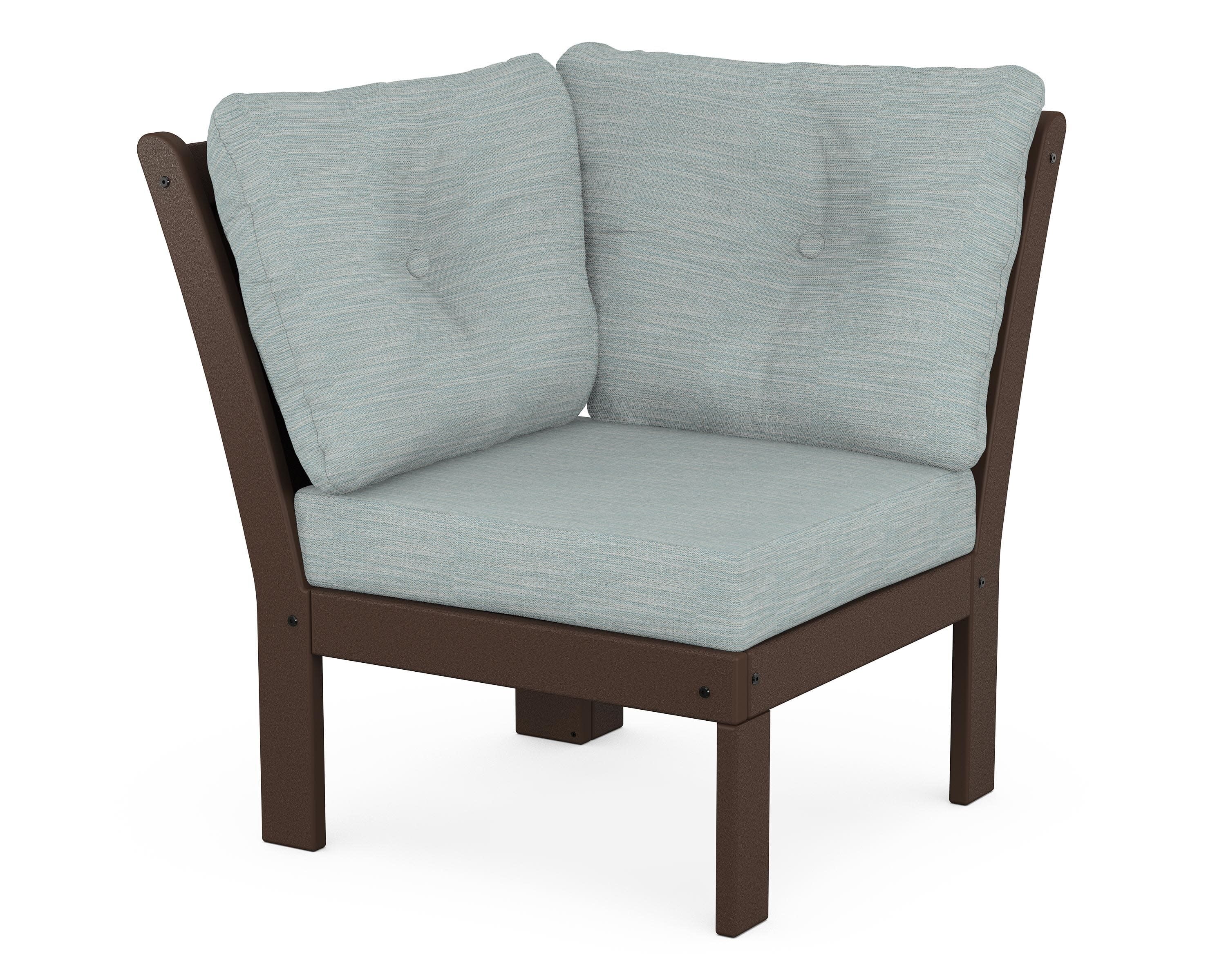 Vineyard Modular Corner Chair in Mahogany / Soothe Mist