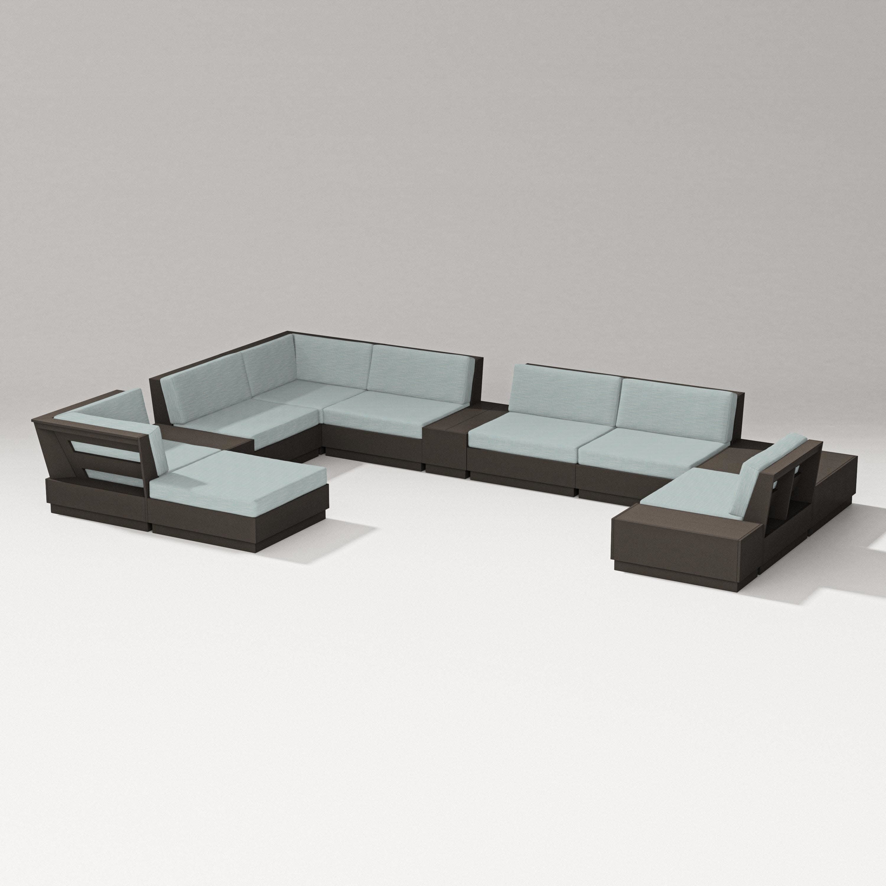 Elevate 12-Piece Conversation Sectional Set in Vintage Coffee / Soothe Mist