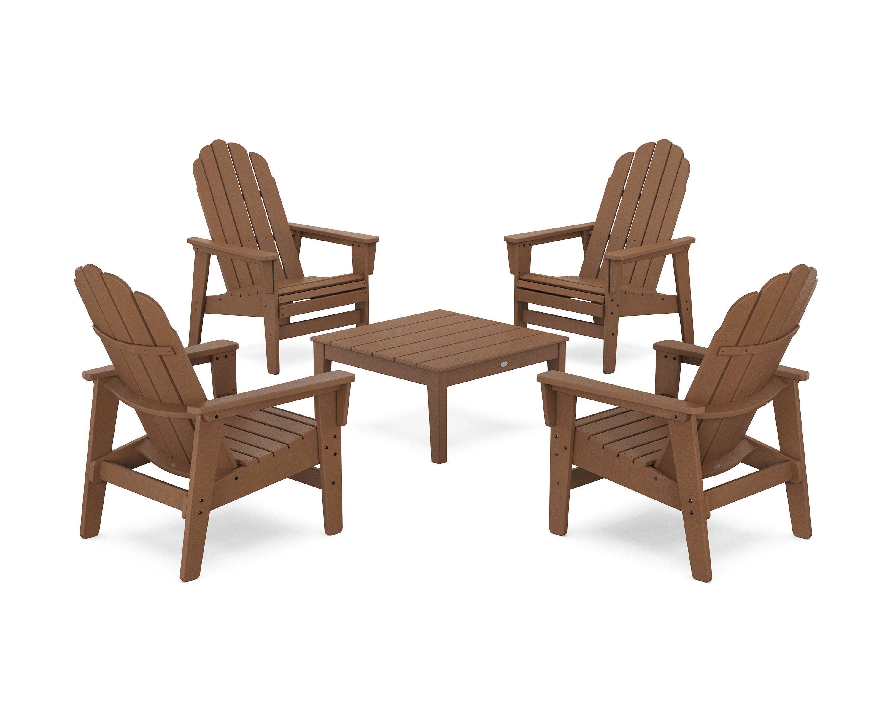 5-Piece Vineyard Grand Upright Adirondack Chair Conversation Group in Teak