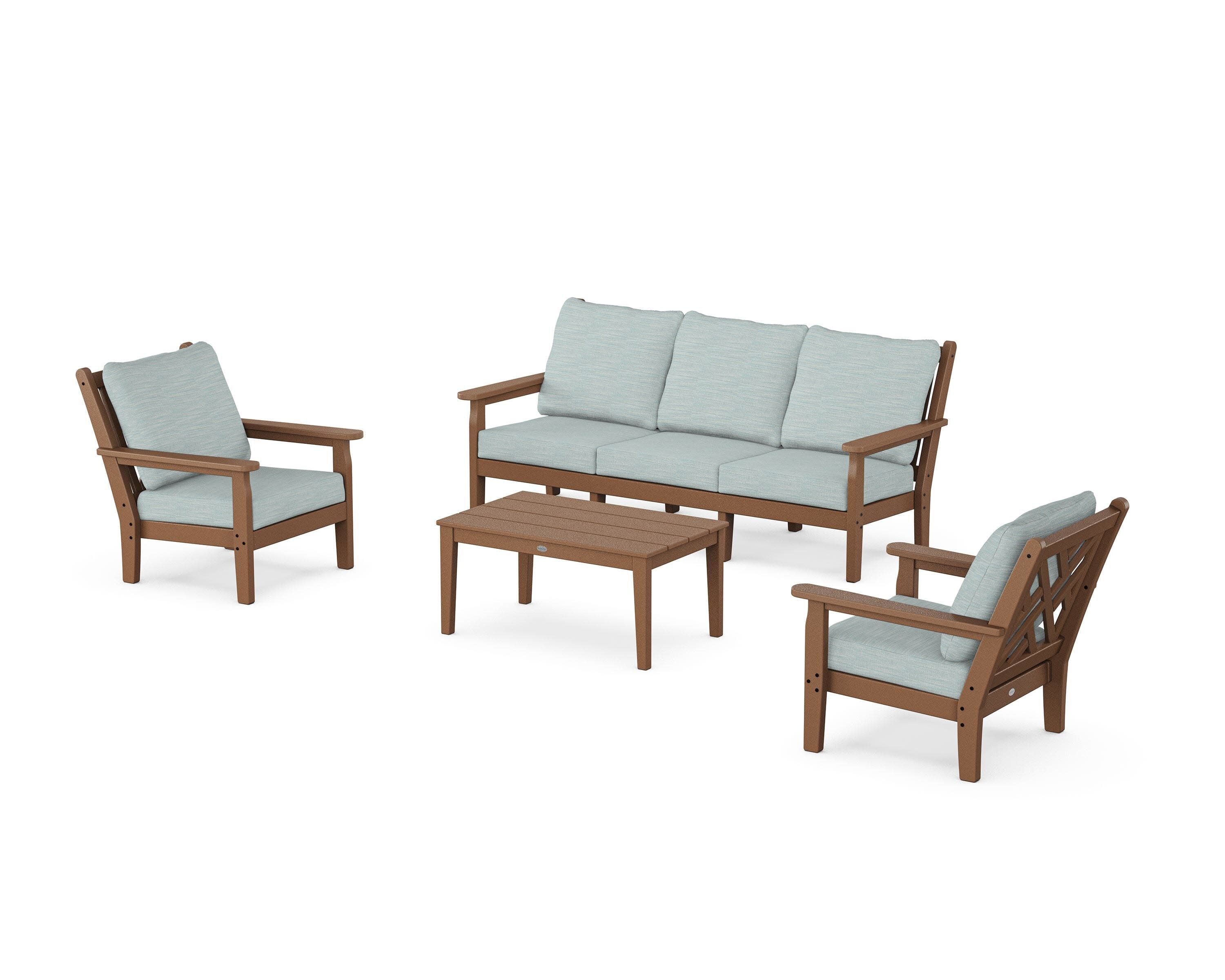 Chippendale 4-Piece Deep Seating Set with Sofa in Teak / Soothe Mist
