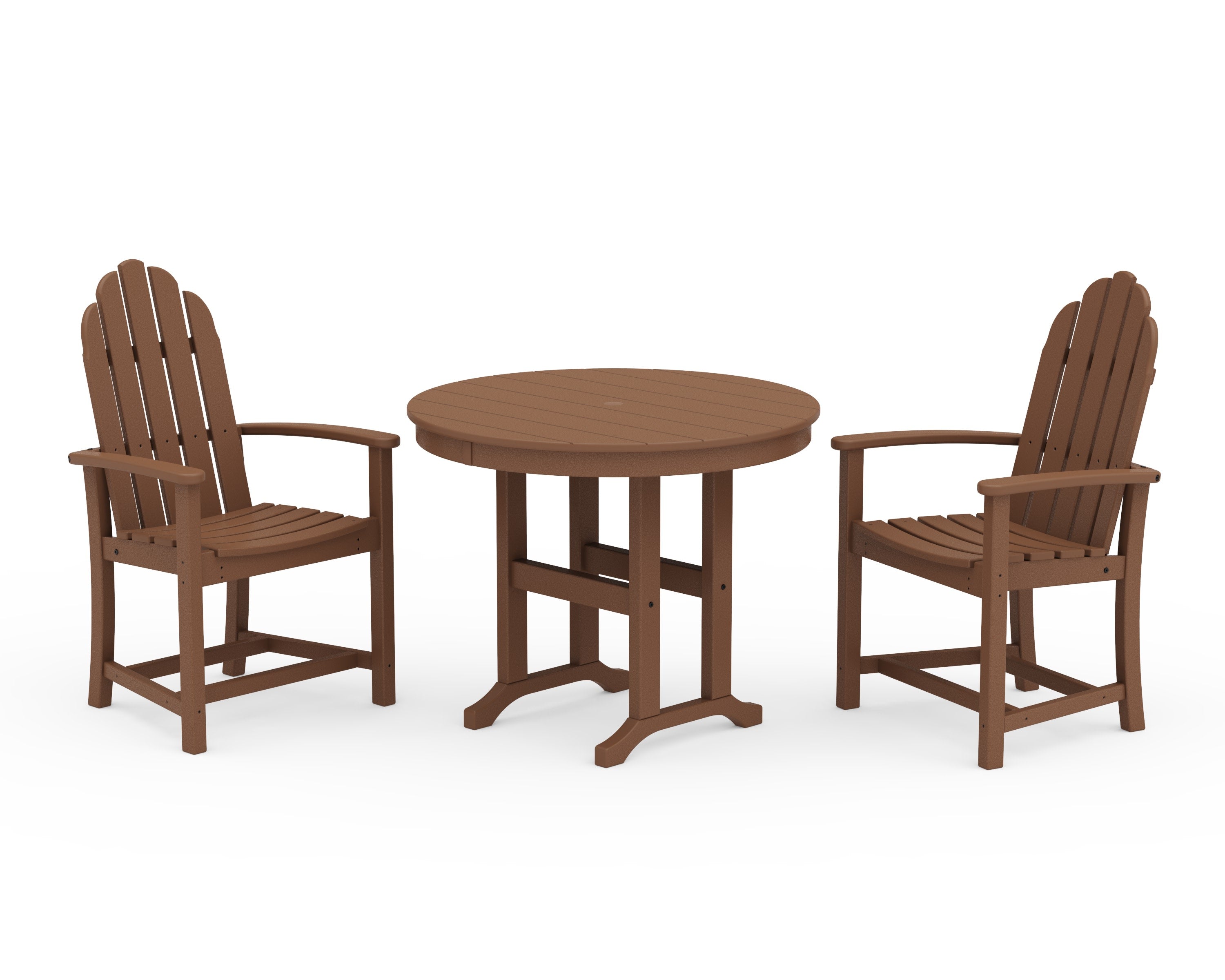 Classic Adirondack 3-Piece Round Dining Set in Teak