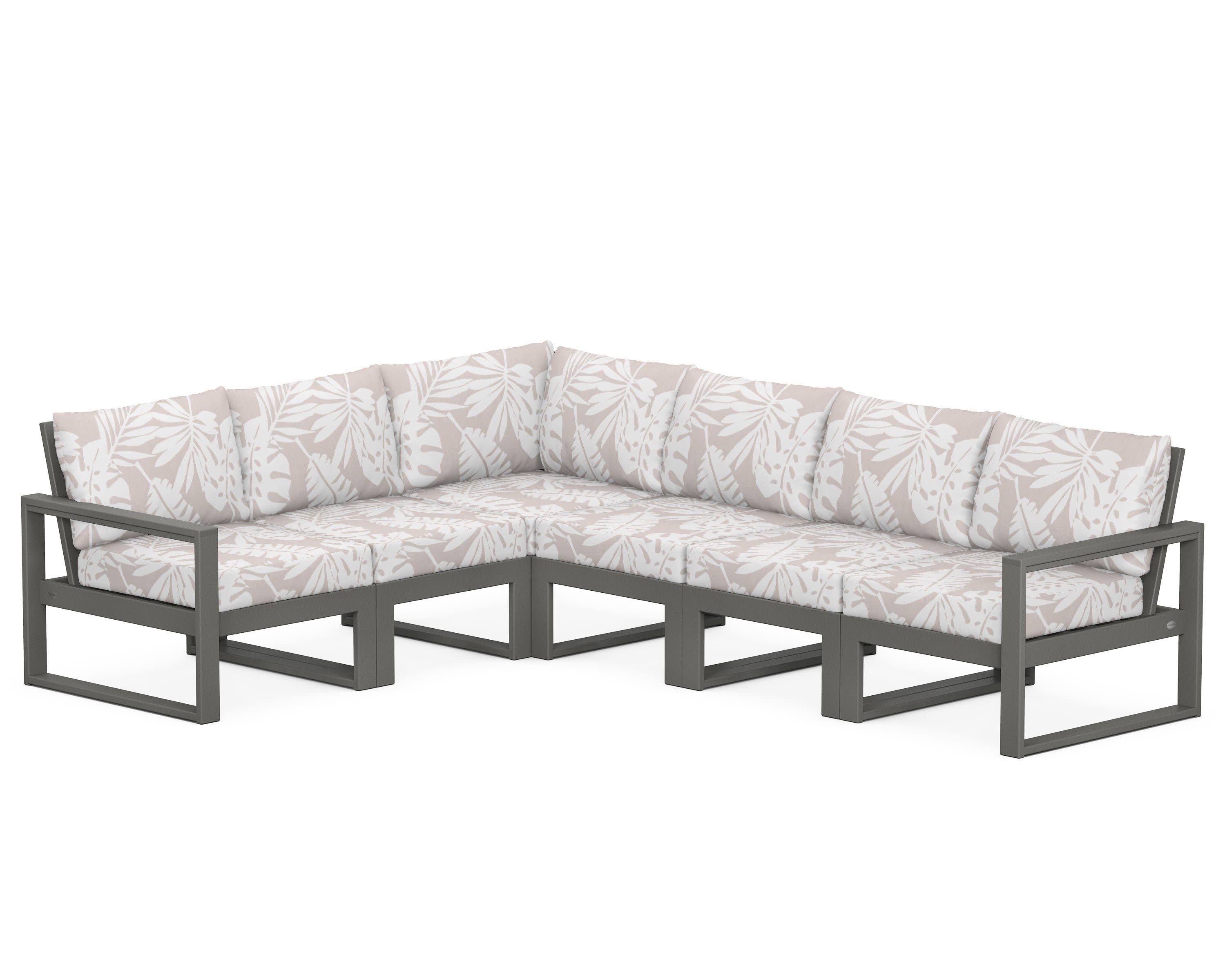 EDGE 6-Piece Modular Deep Seating Set in Slate Grey / Leaf Dune Burlap