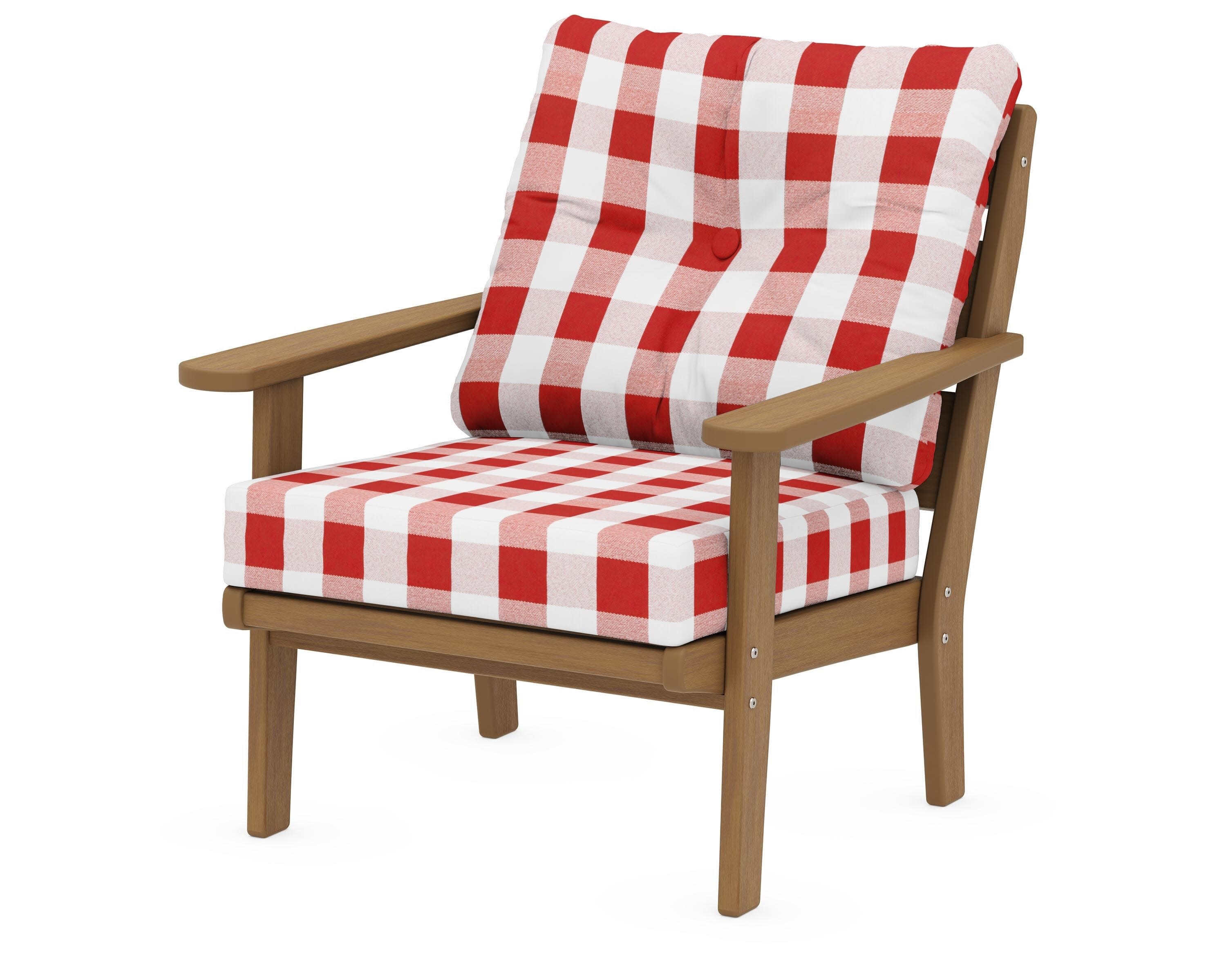 Lakeside Deep Seating Chair in Natural / Buffalo Plaid Crimson