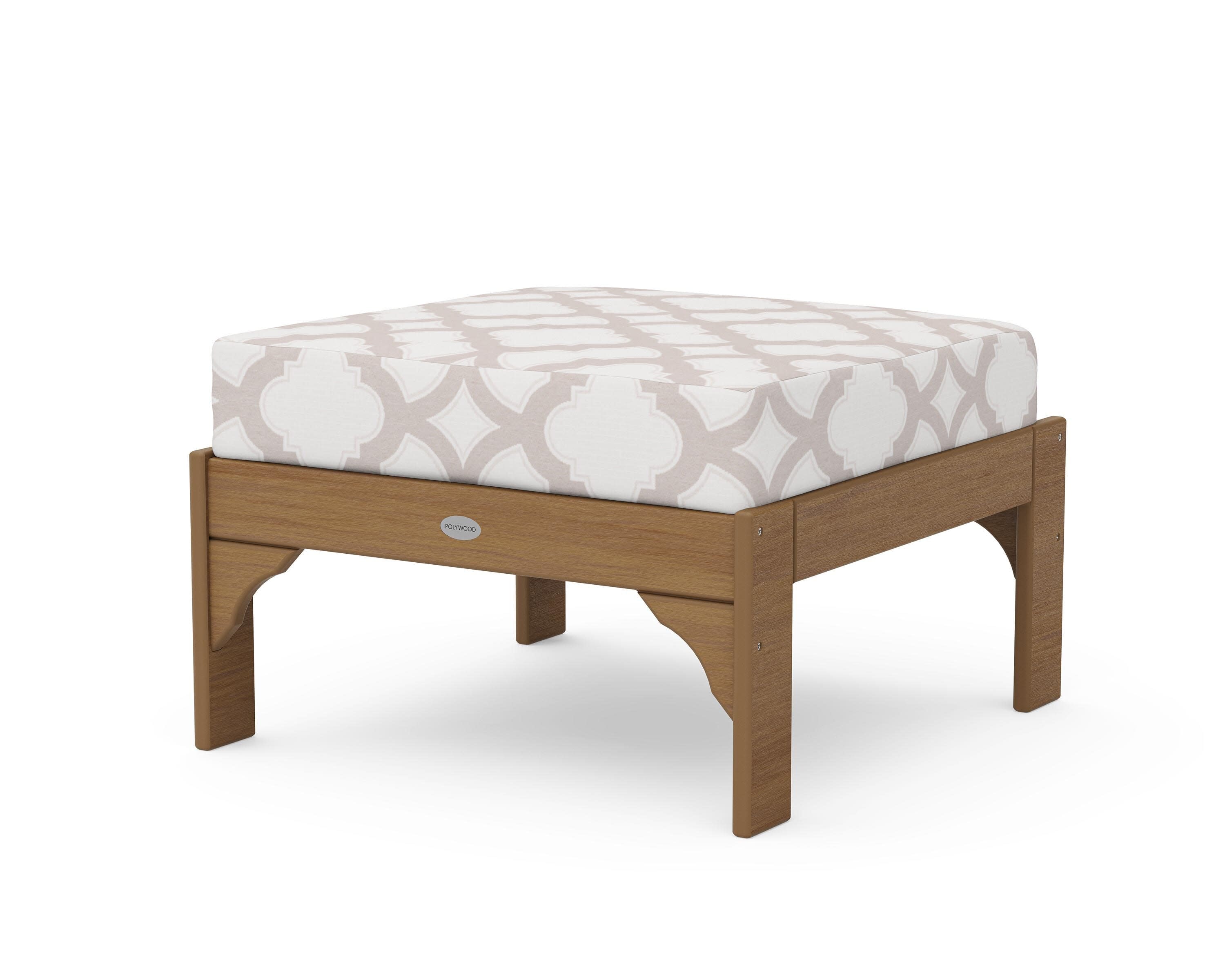 Vineyard Deep Seating Ottoman in Natural / Trellis Dune Burlap