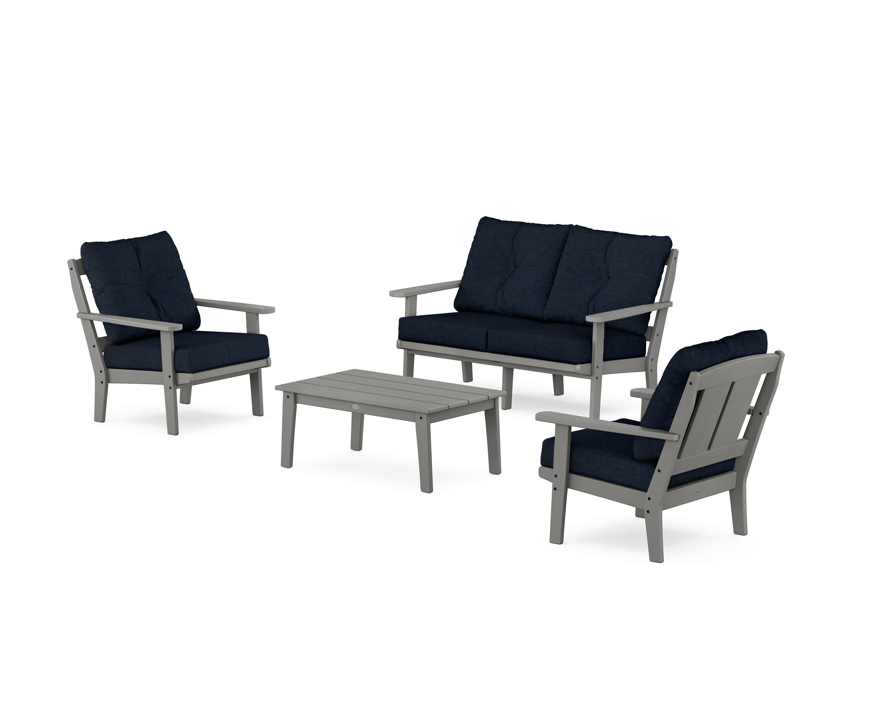 Mission 4-Piece Deep Seating Set with Loveseat in Slate Grey / Marine Indigo