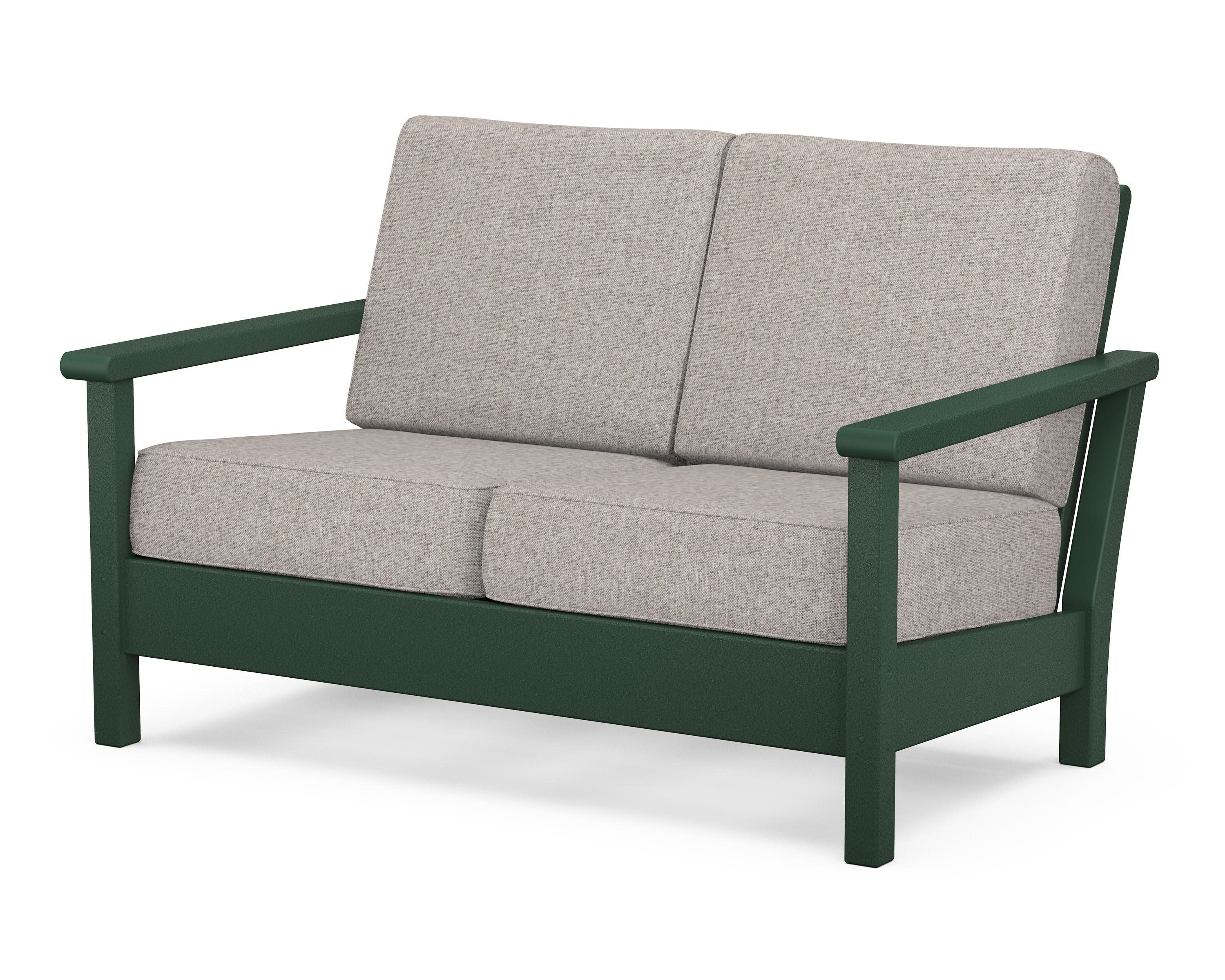 Harbour Deep Seating Loveseat in Green / Weathered Tweed