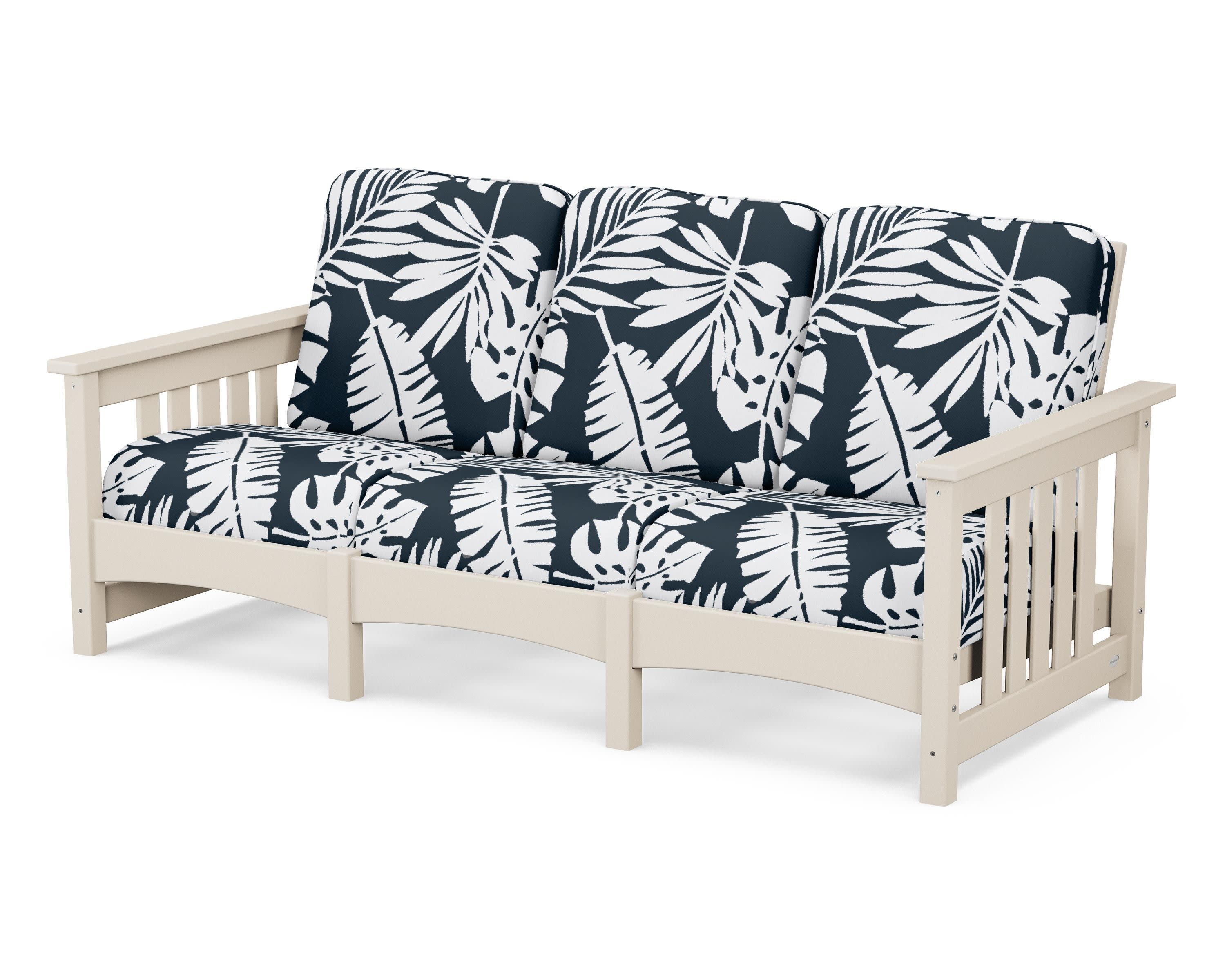 Club Mission Sofa in Sand / Leaf Marine Indigo