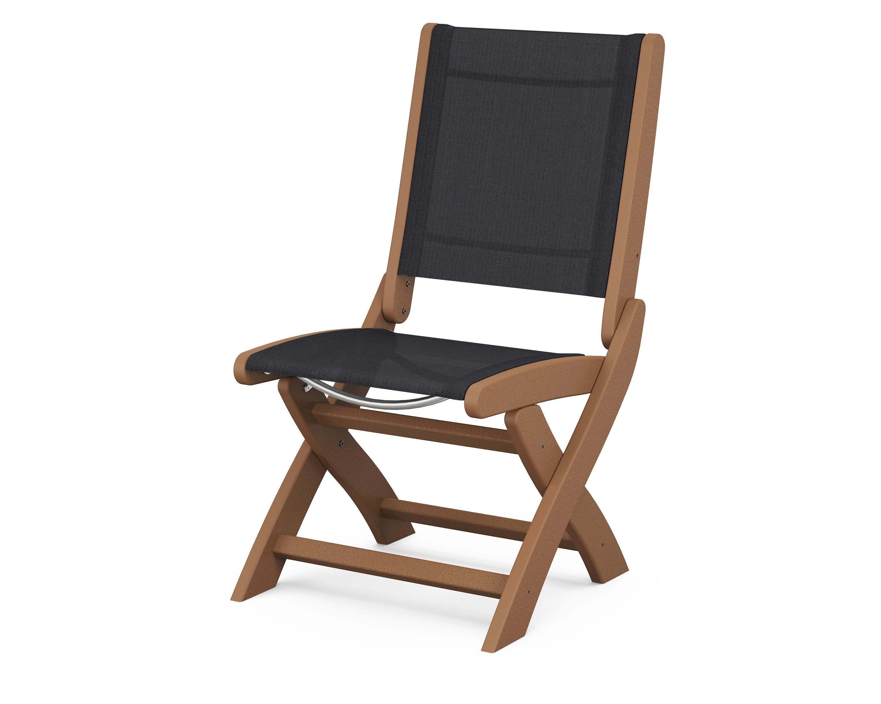 Coastal Folding Side Chair in Teak / Black Sling