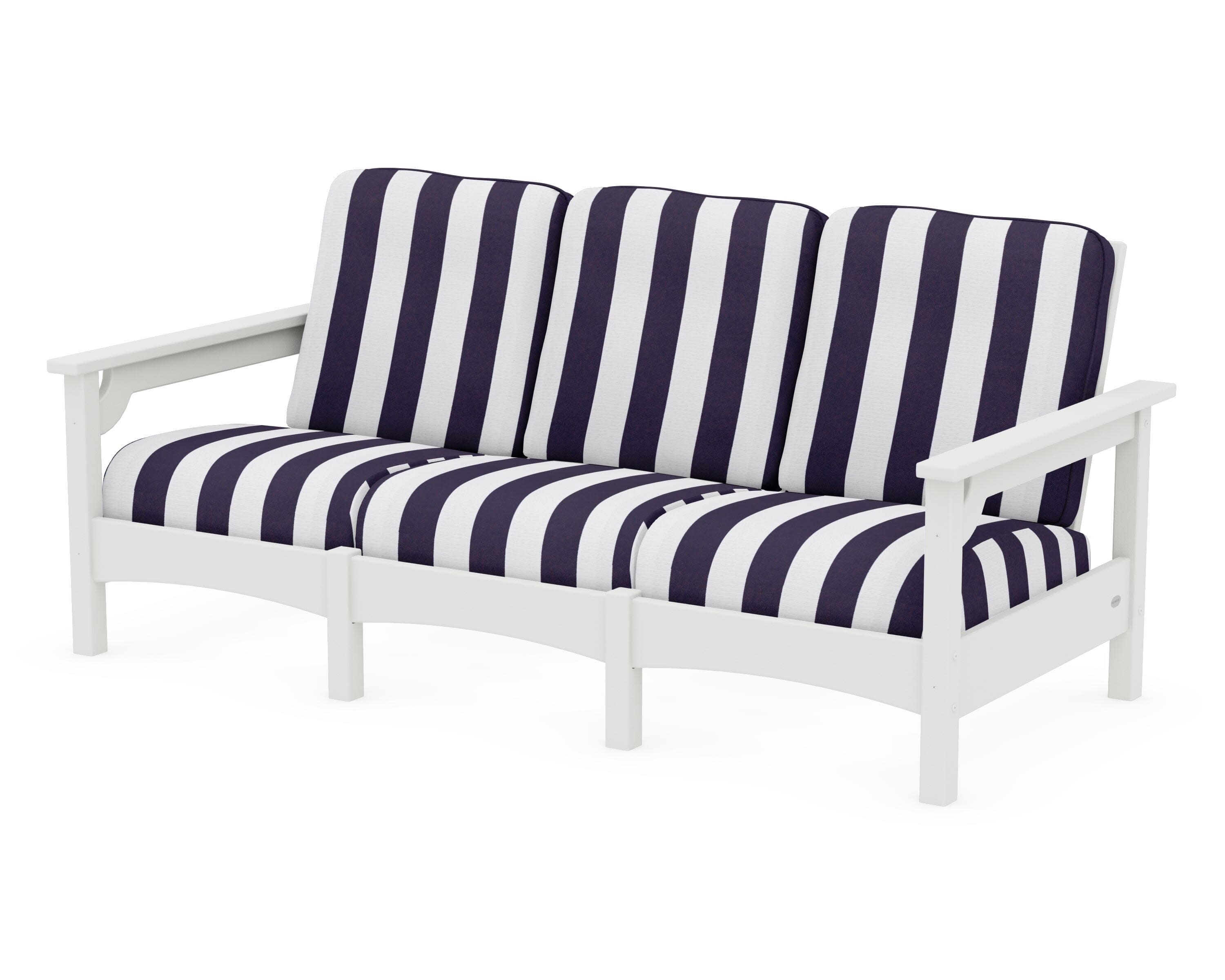 Club Sofa in Vintage White / Cabana Stripe Navy