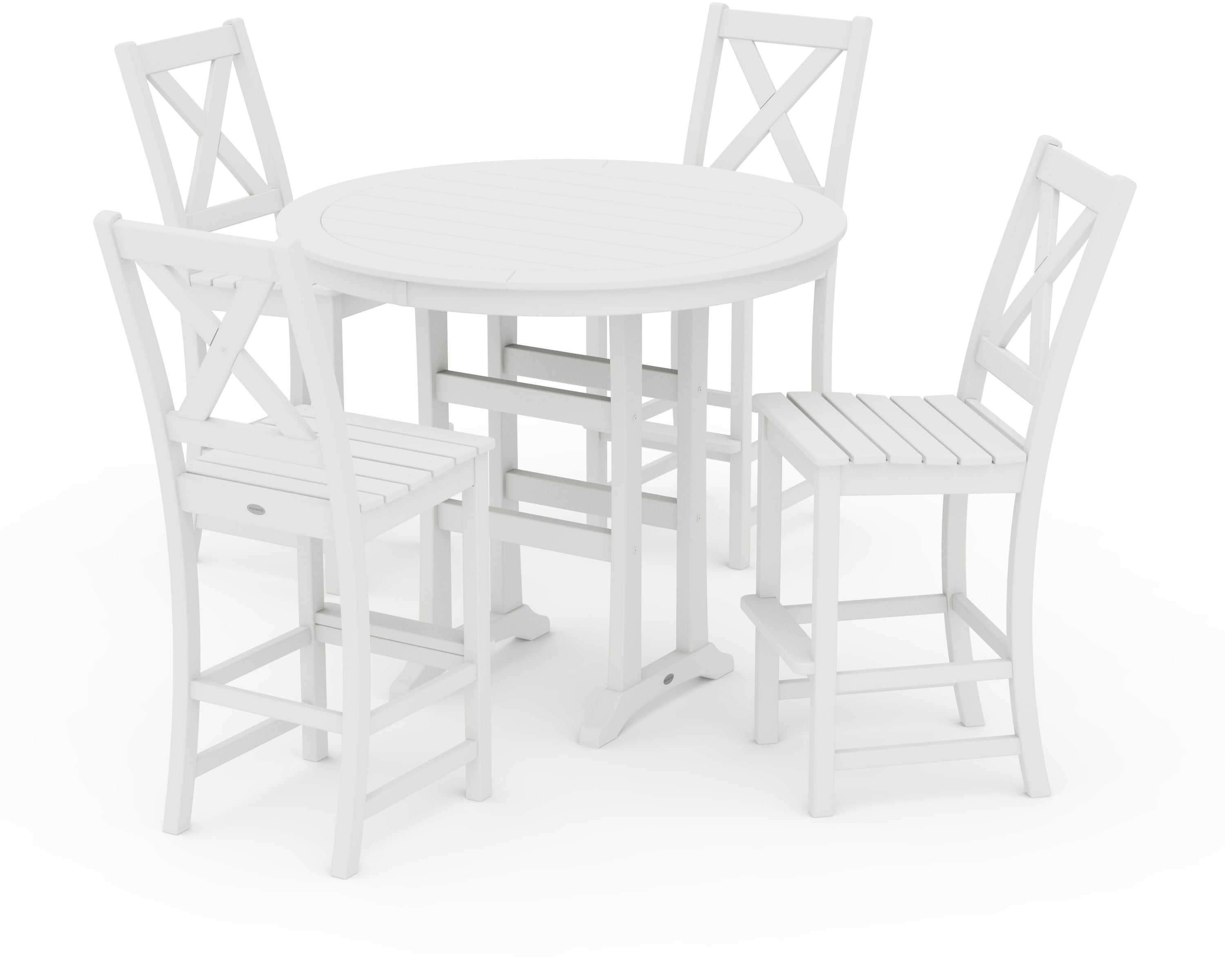 Braxton 5-Piece Nautical Trestle Arm Chair Bar Set in White