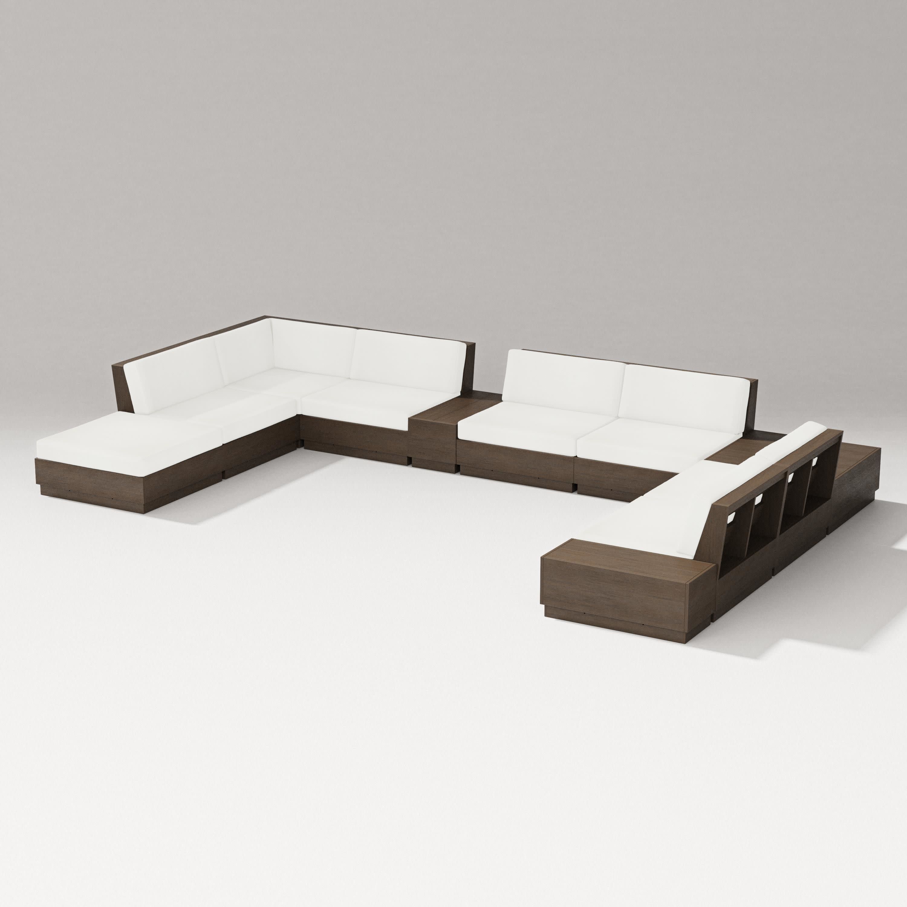 Elevate 11-Piece Conversation Sectional Set in Kona / Natural Linen