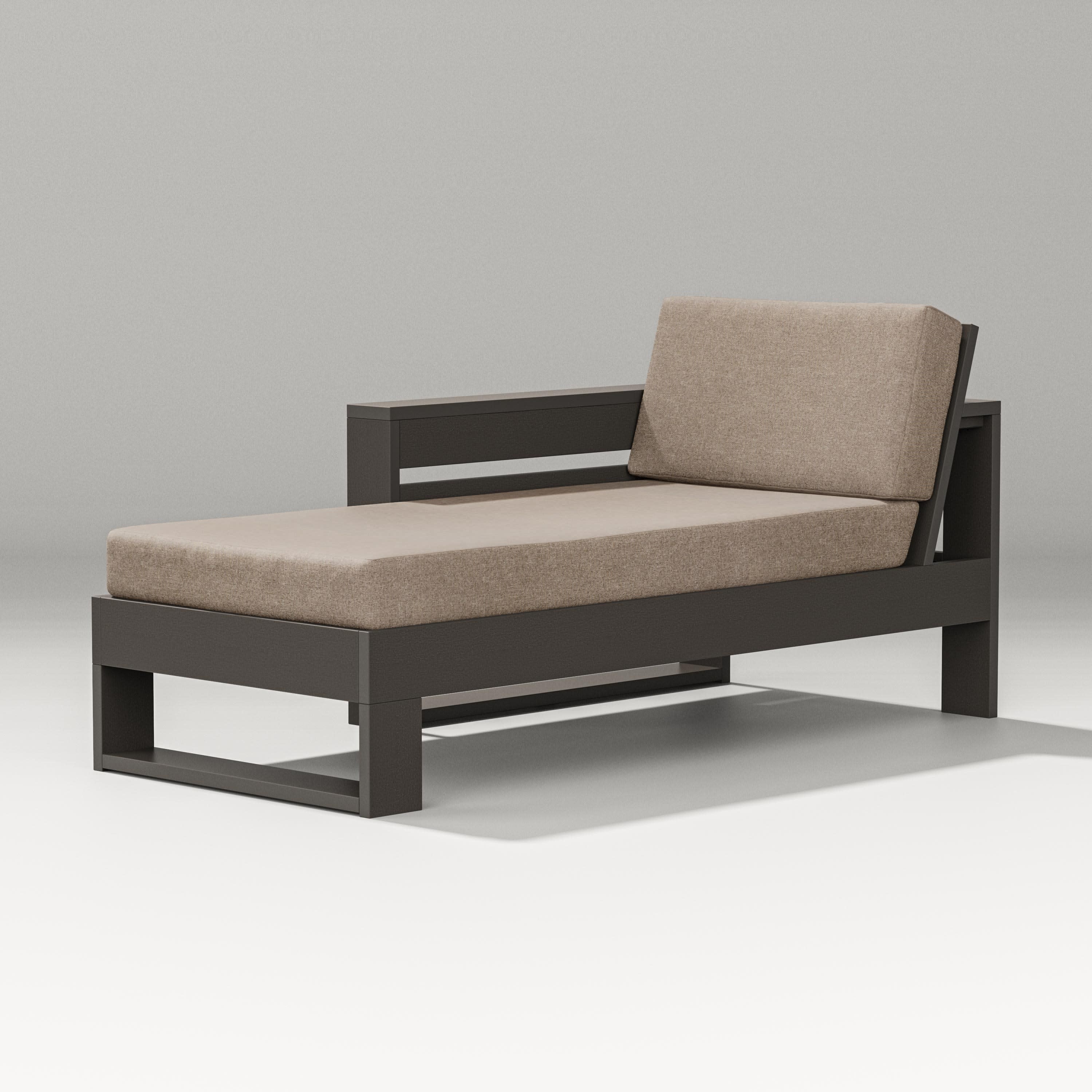 Latitude Modular Left Arm Chaise in Vintage Coffee / Spiced Burlap