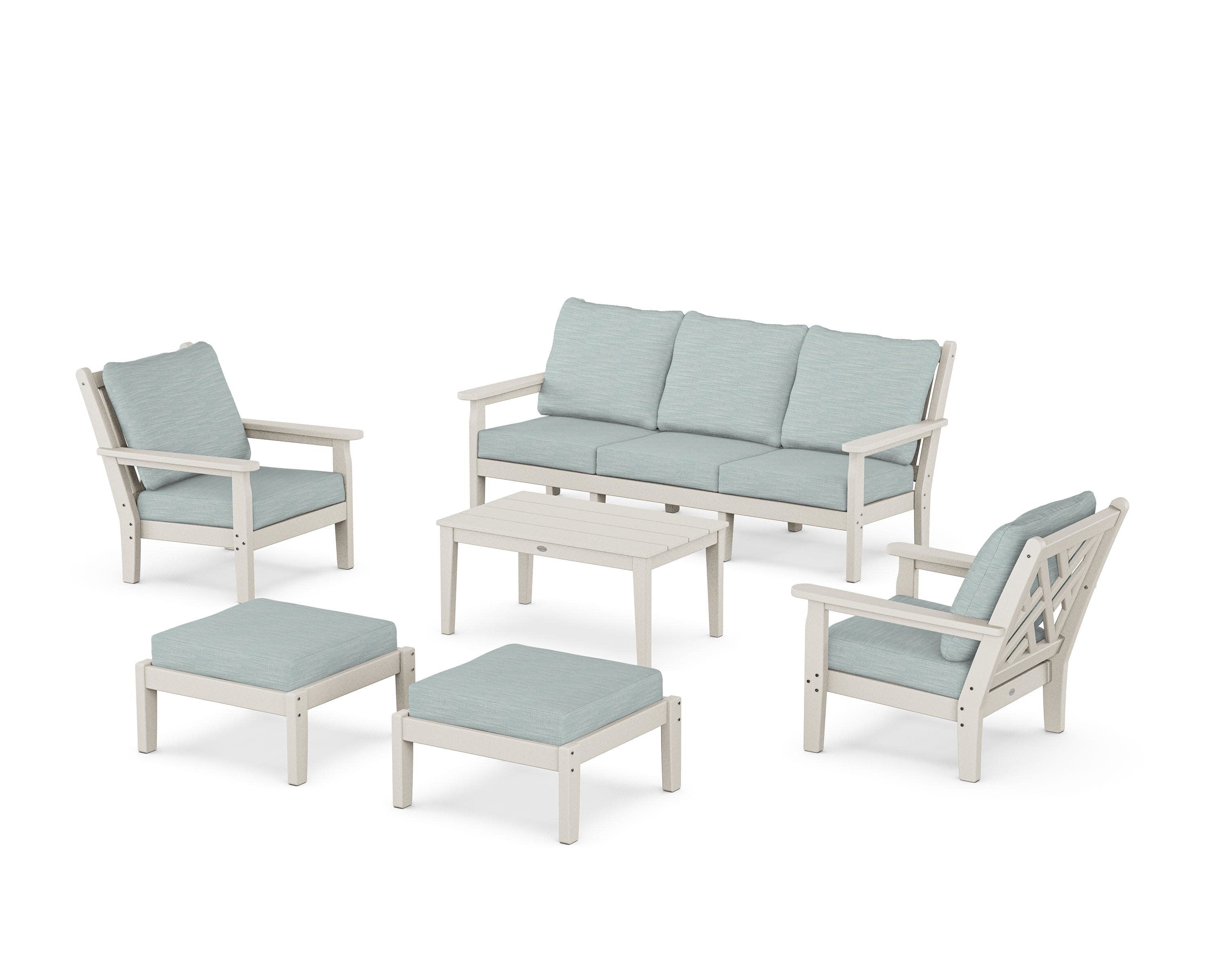 Chippendale 6-Piece Lounge Sofa Set in Sand / Soothe Mist
