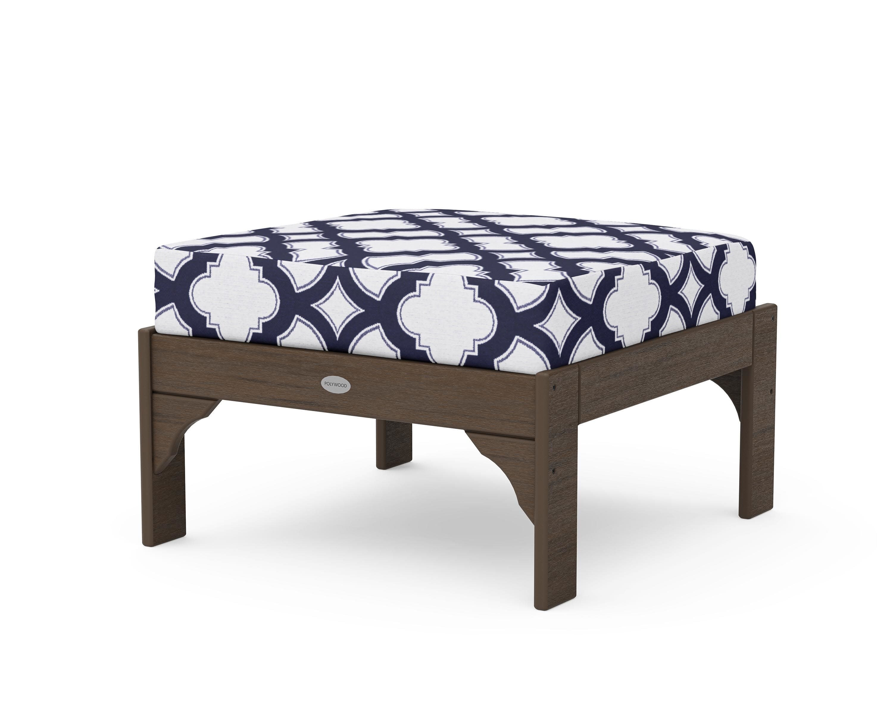 Vineyard Deep Seating Ottoman in Kona / Trellis Navy