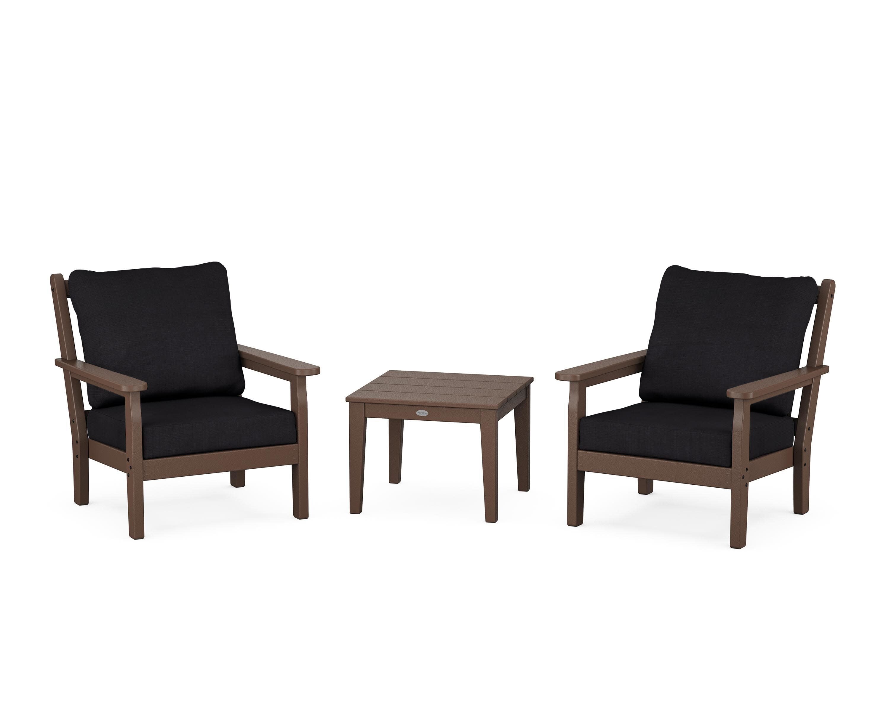 Chippendale 3-Piece Deep Seating Set in Mahogany / Midnight Linen