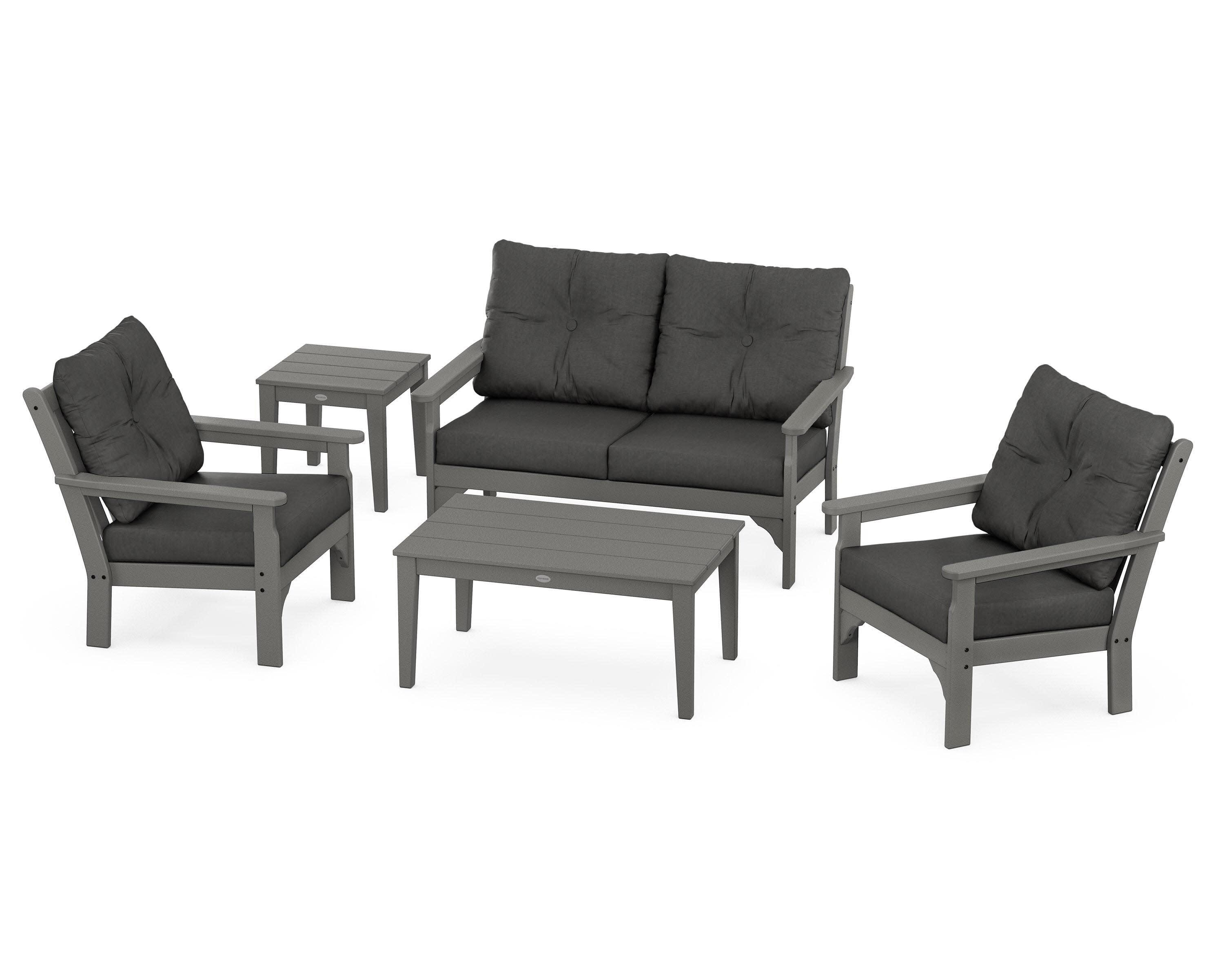 Vineyard 5-Piece Deep Seating Set in Slate Grey / Spectrum Carbon