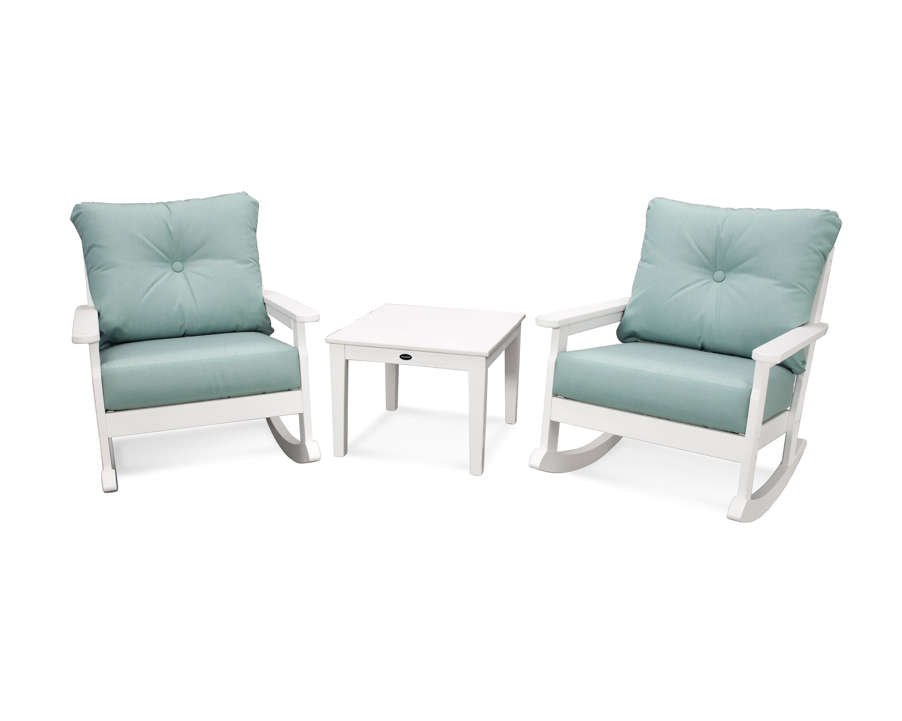 Vineyard 3-Piece Deep Seating Rocker Set in White / Spa