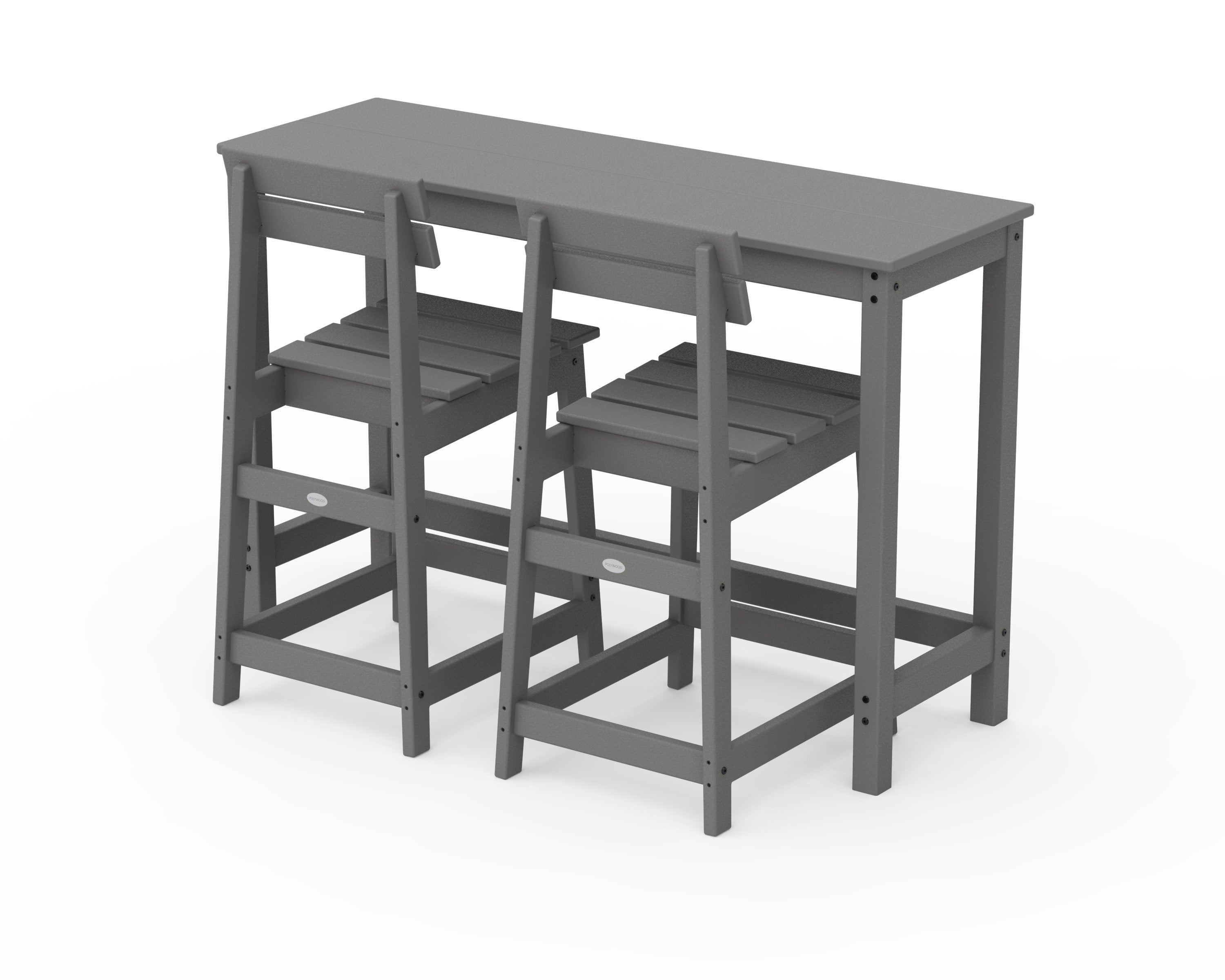 Modern Studio Plaza Counter Chair 3-Piece Balcony Set in Slate Grey