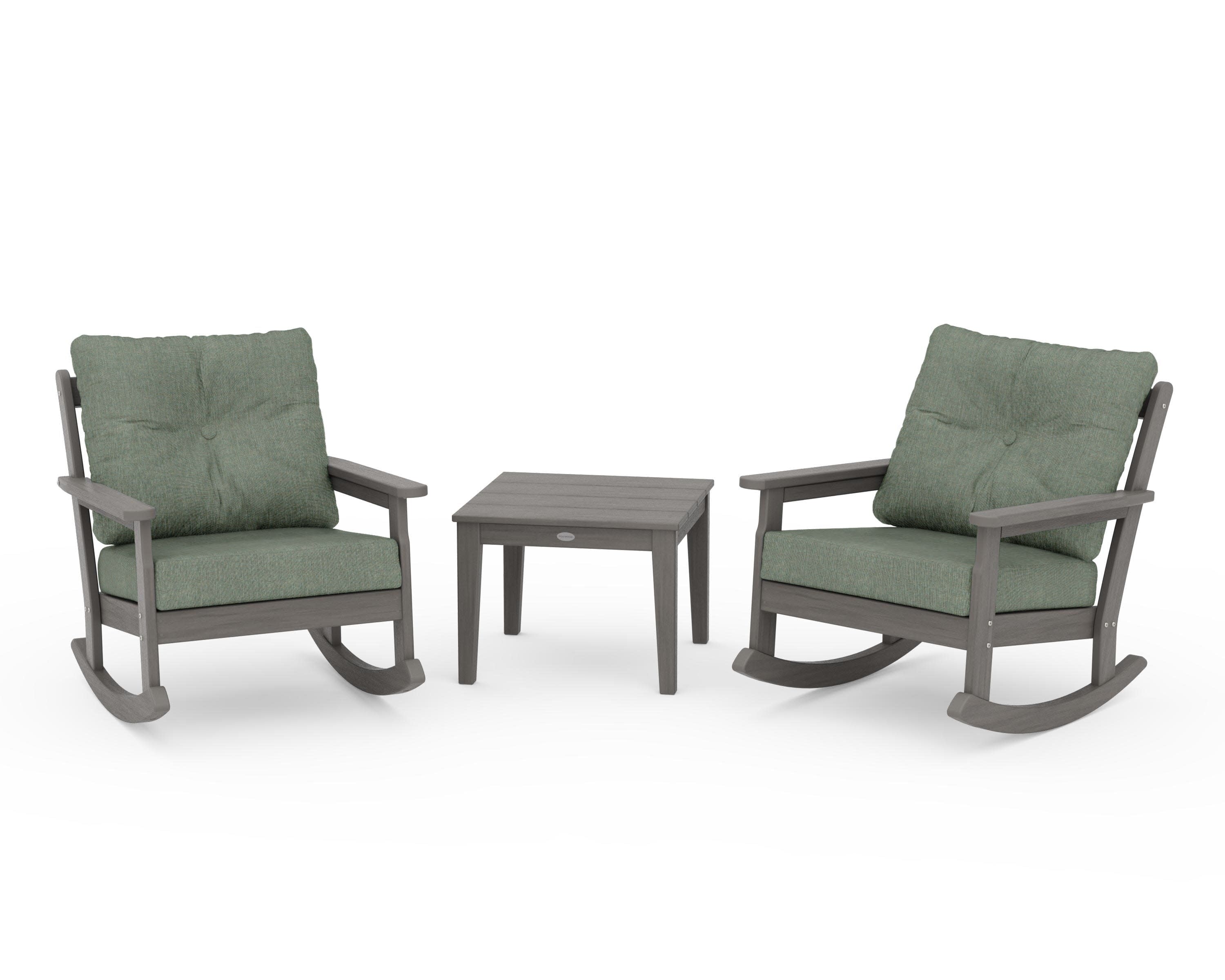 Vineyard 3-Piece Deep Seating Rocker Set in Driftwood / Cast Sage