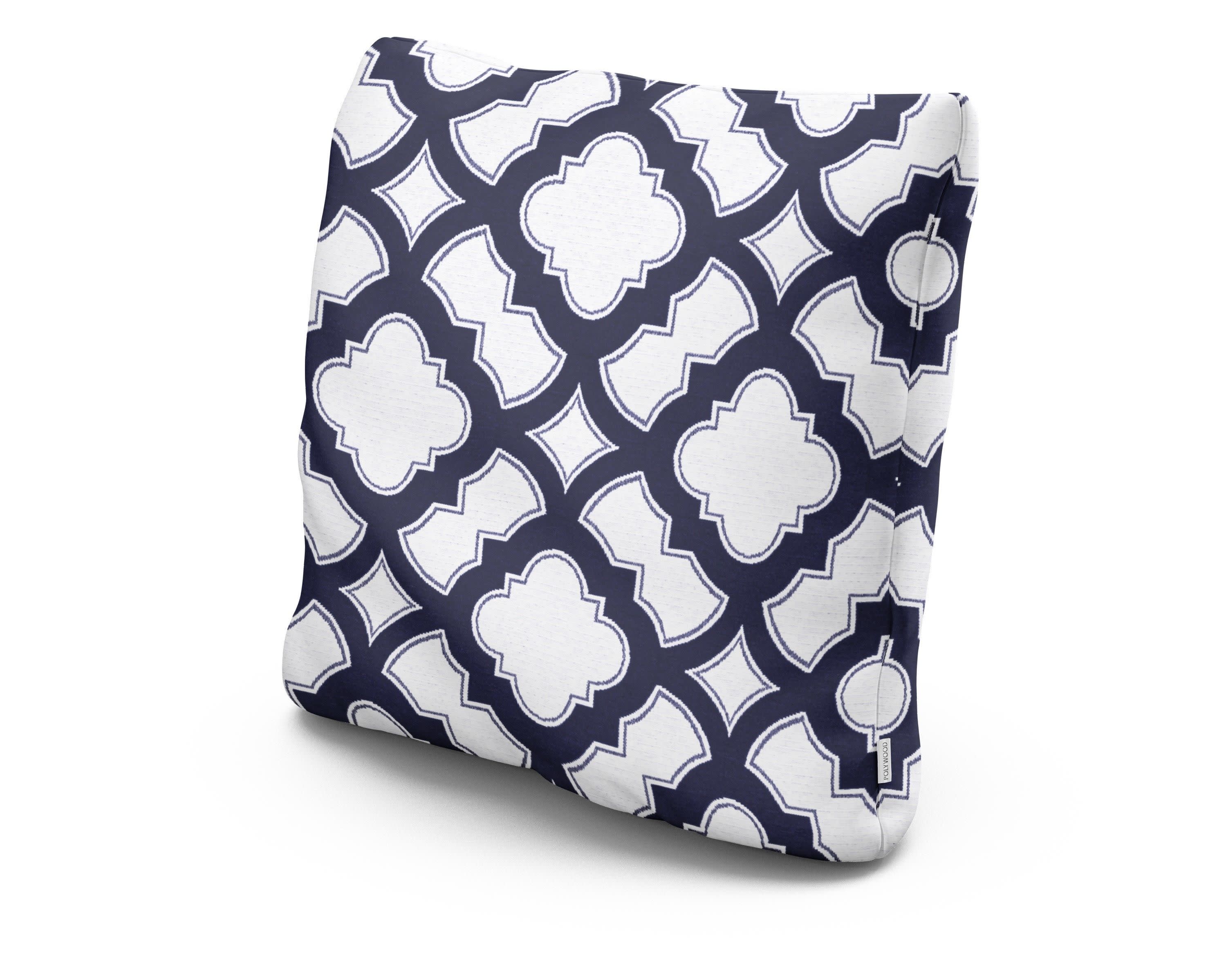 22" Outdoor Throw Pillow in Trellis Navy