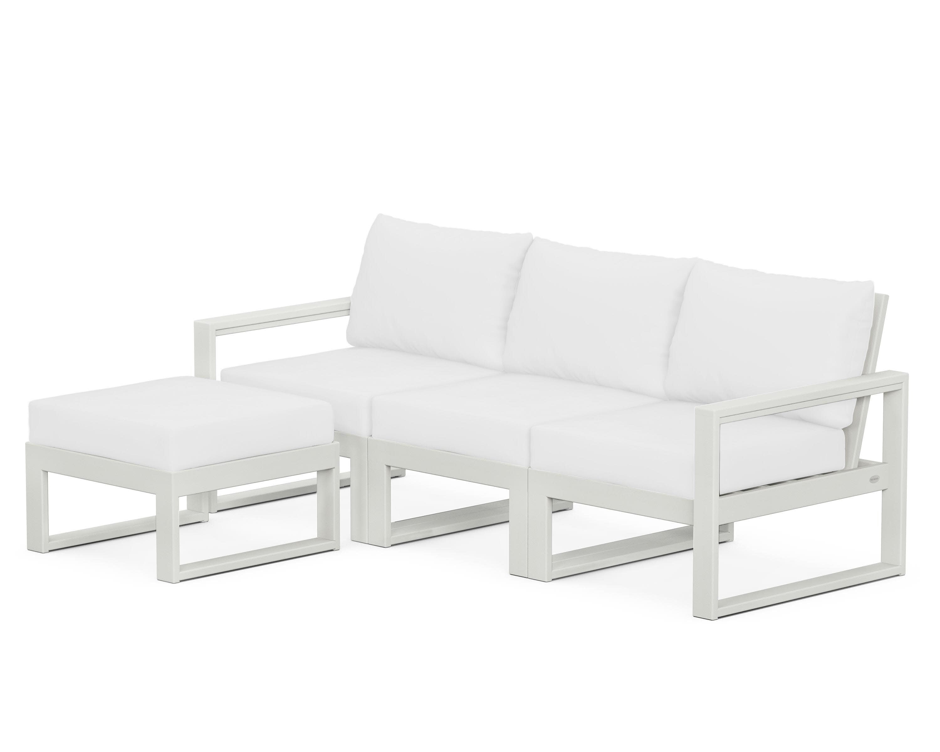 EDGE 4-Piece Modular Deep Seating Set with Ottoman in Vintage White / Natural