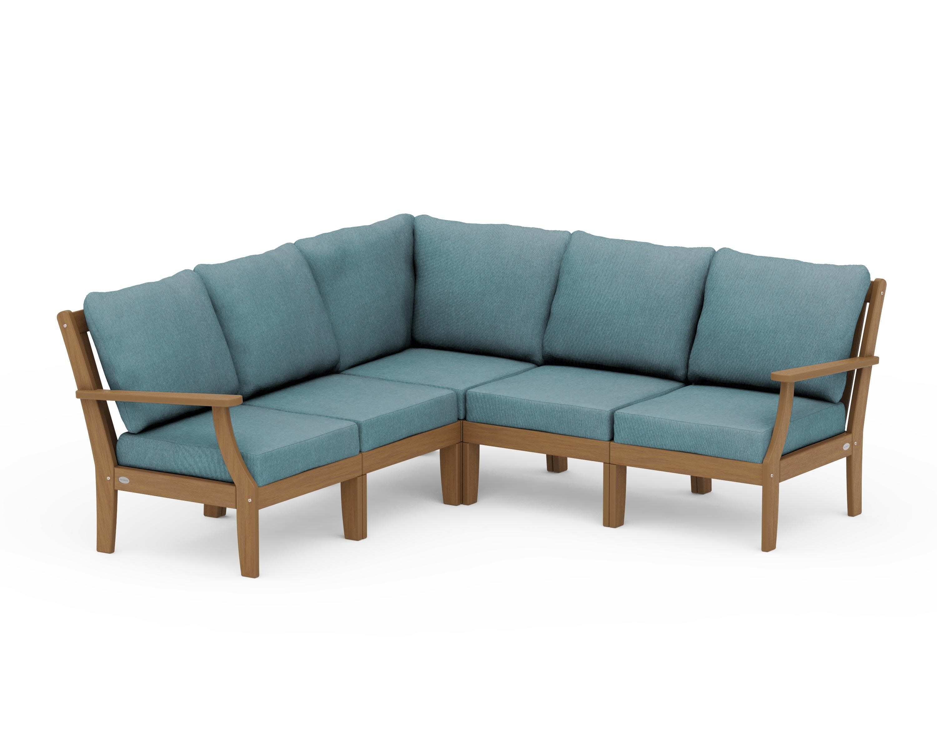 Braxton Modular 5-Piece Deep Seating Set in Natural / Ocean Teal